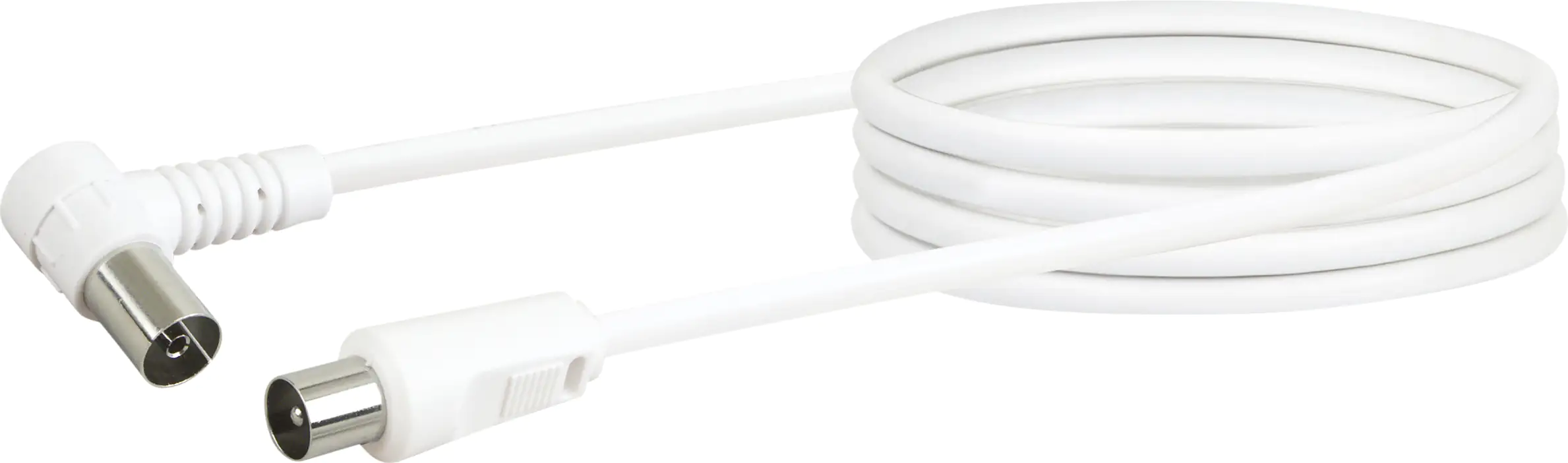 Schwaiger Antennen Anschlusskabel KVKW15 532 (75dB) weiß, 1,5m, 90° gewinkelt, 1x IEC Stecker / 1x I Schwaiger Antennen Anschlusskabel KVKW15 532 (75dB) weiß, 1,5m, 90° gewinkelt, 1x IEC Stecker / 1x I