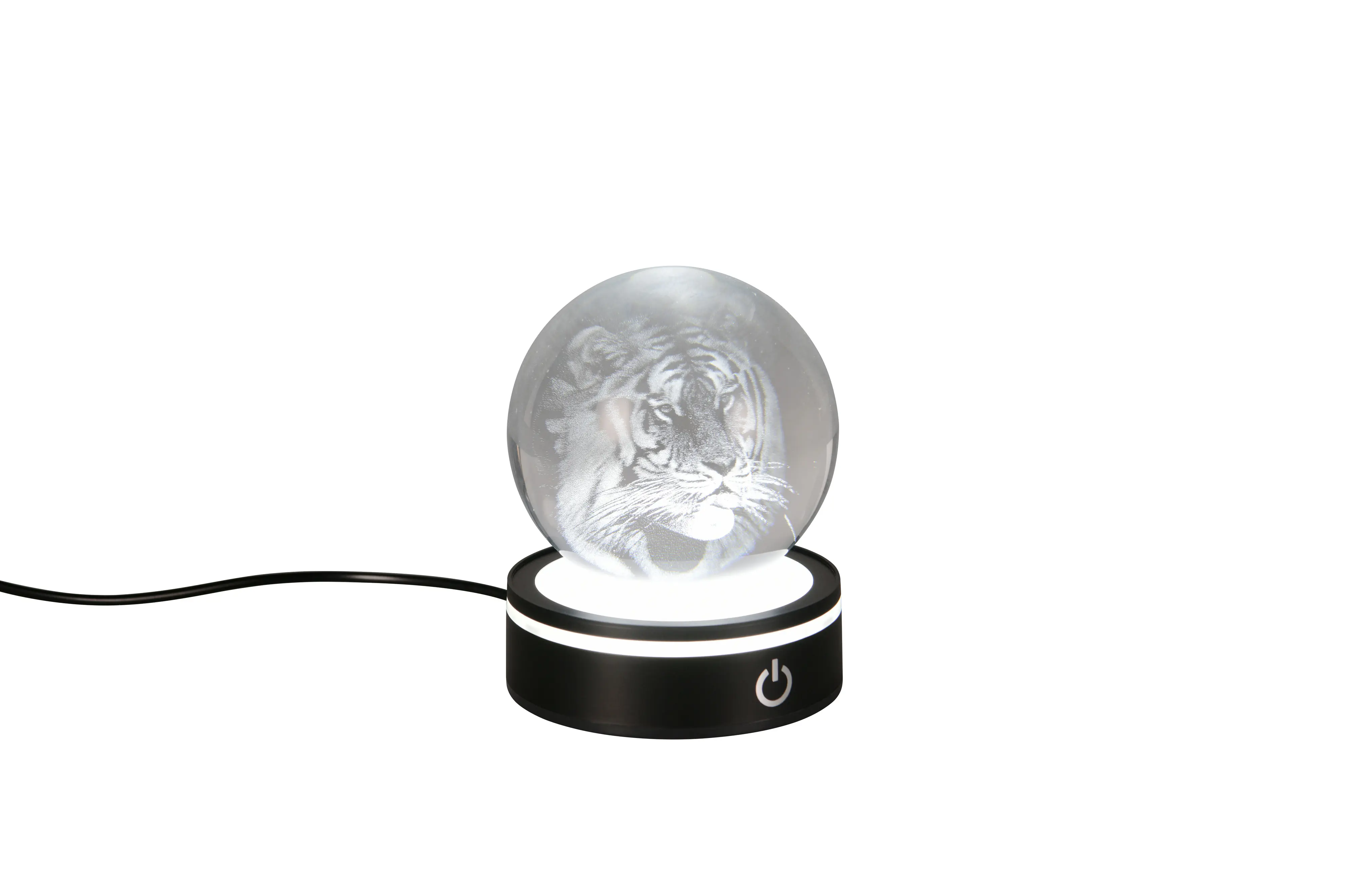 Reality LED-Tischleuchte Rosebud Fun Tiger Ø 8 cm kaltweiß schwarz matt