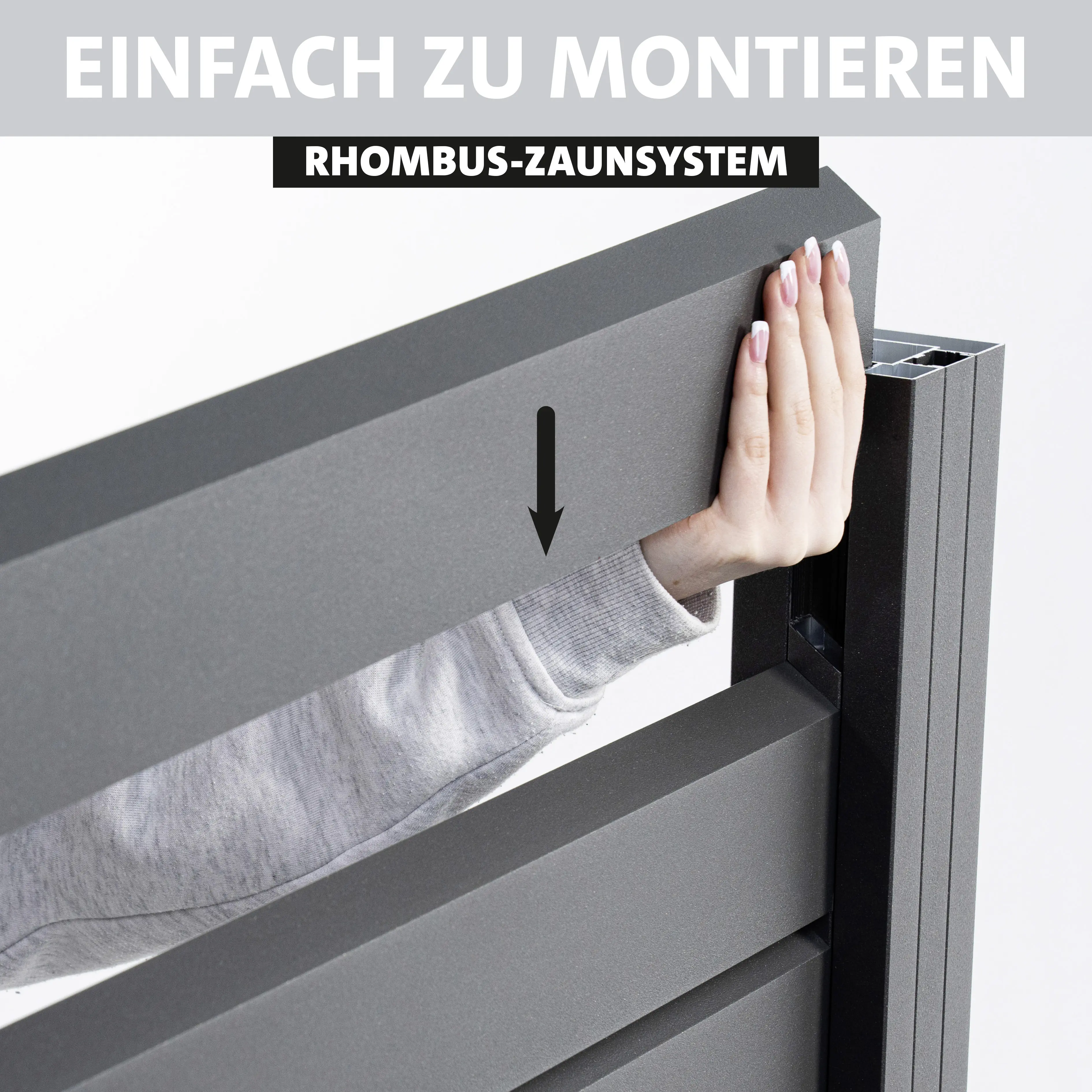 Ambiente Alu-Zaun Erweiterungsset Rhombus MINI 187 x 184,2 cm grau 