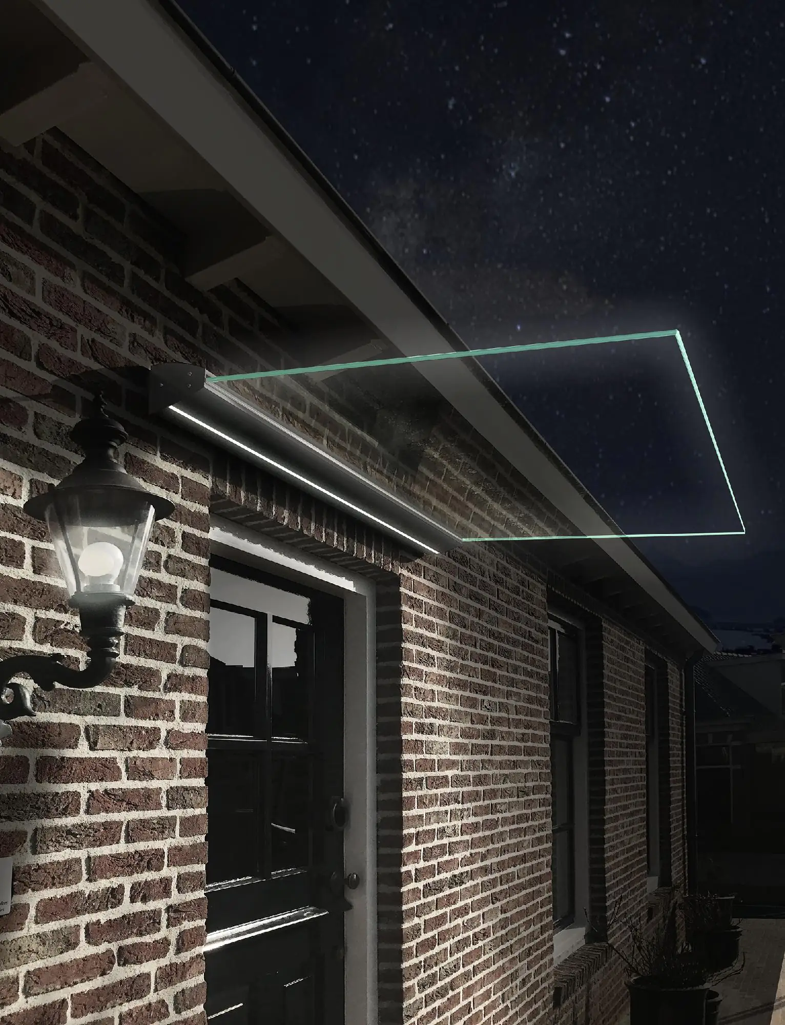 Primaster LED Glas-Vordach St. Tropez 140 x 90 cm, Echtglas - VSG 8 mm