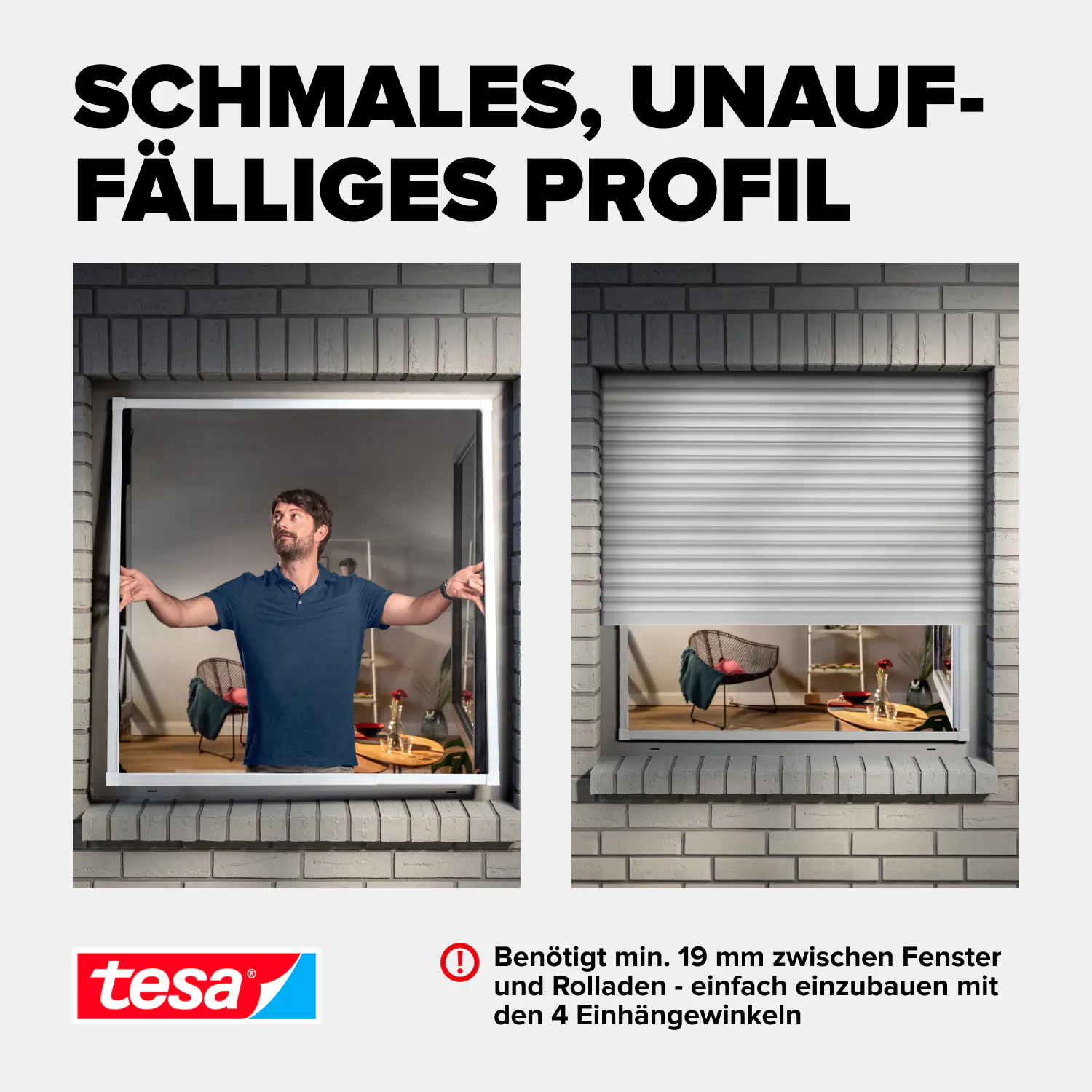 tesa Fliegenschutz-Fenster FALT 80 x 80 - 140 x 140 cm weiß/weiß