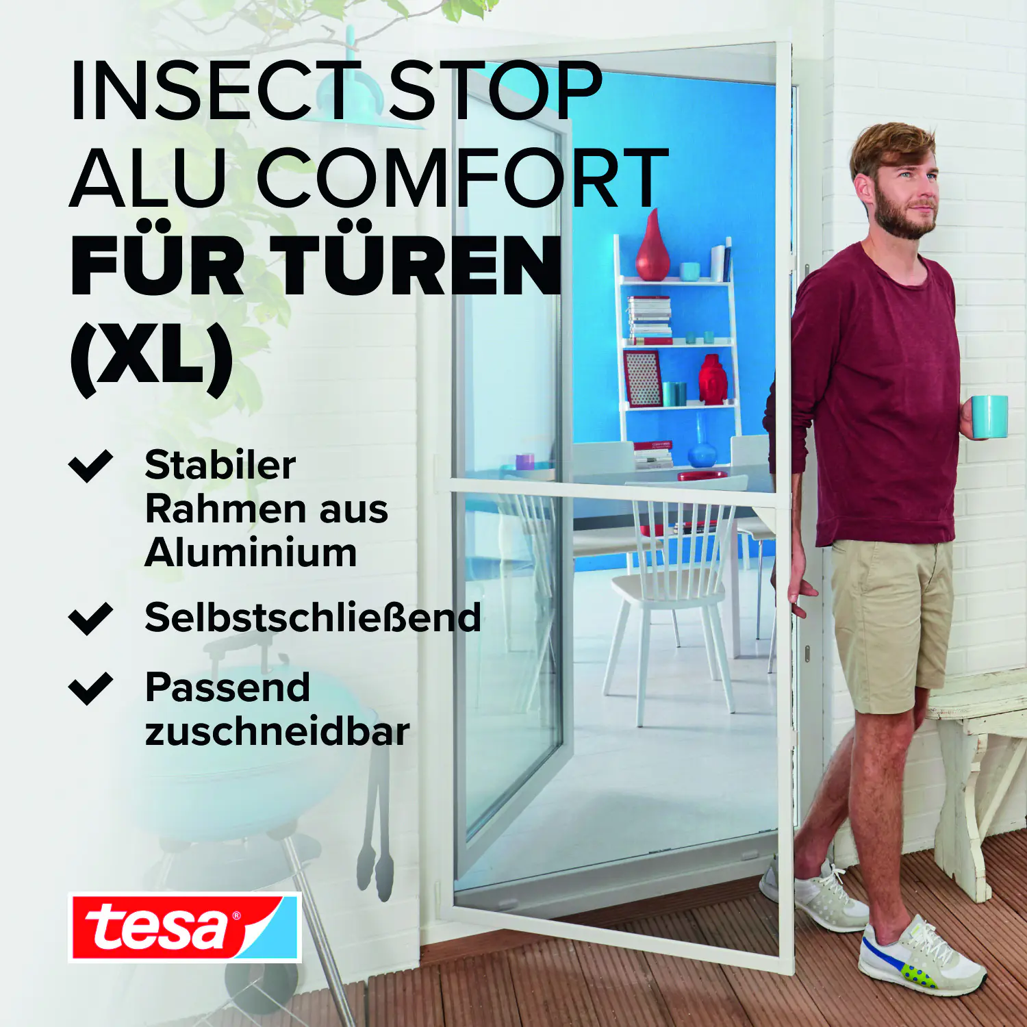 tesa Fliegengitter-Tür Comfort im Alurahmen 120 x 240 cm weiß