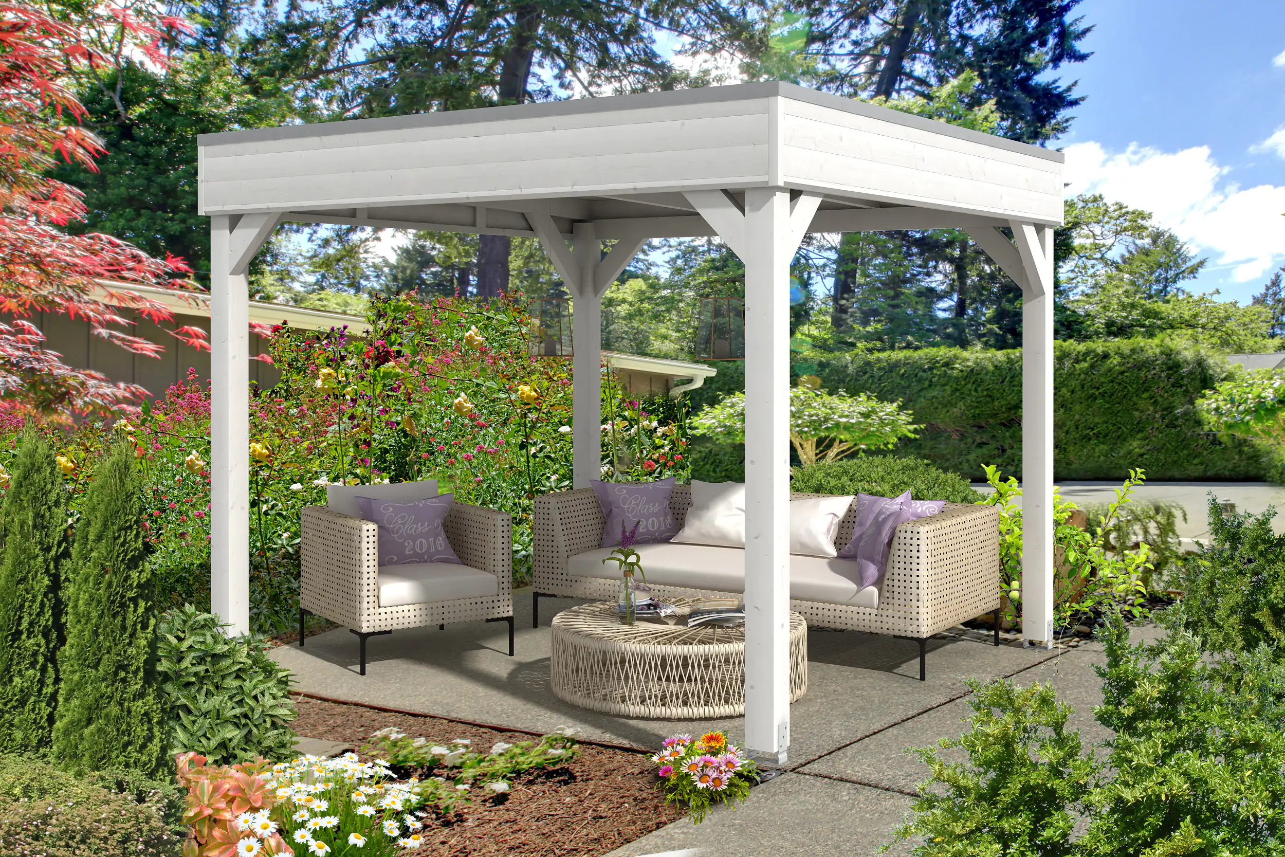 SKAN HOLZ Pavillon Toulouse 302 x 302 cm, weiss