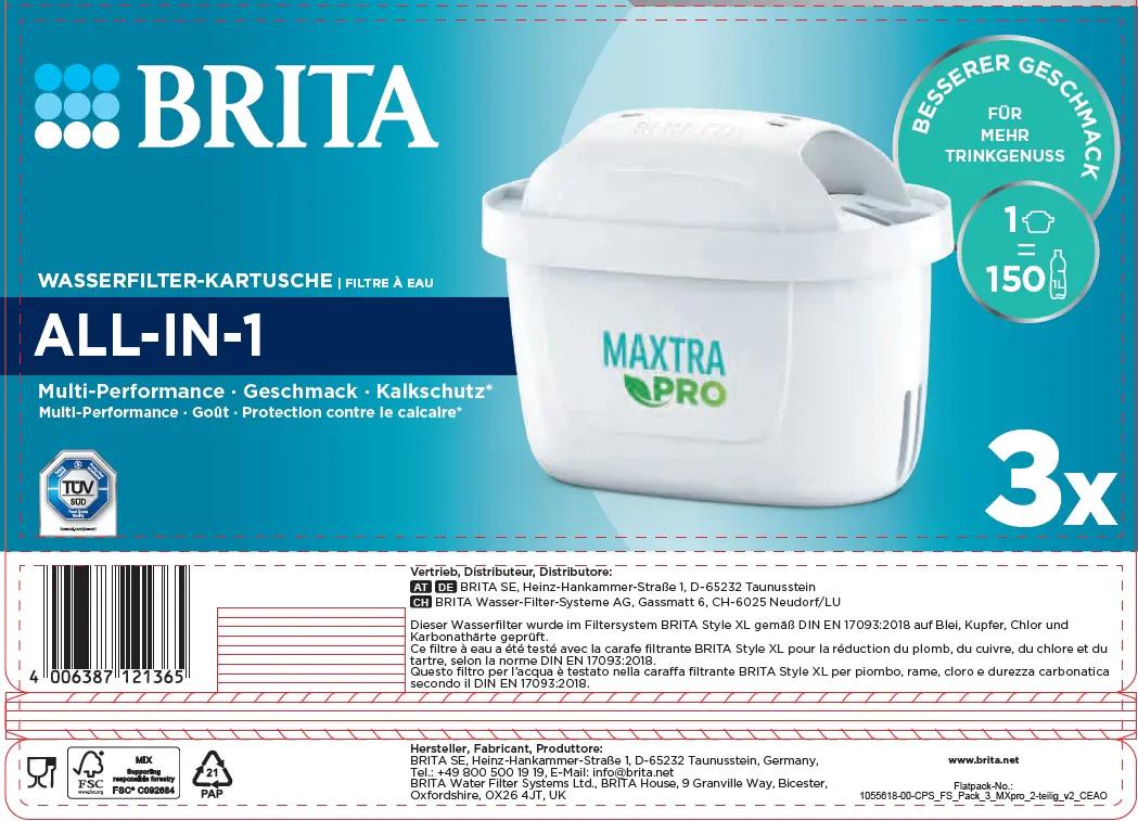 Brita Wasserfilterkartusche MAXTRA PRO All-IN-1, 3er-Pack