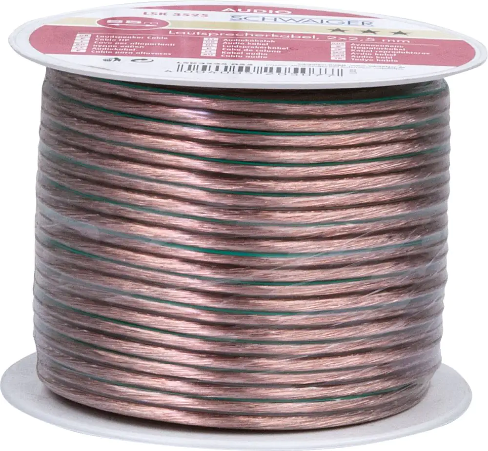 Schwaiger Lautsprecherkabel LSK3525 055 transparent, 25m, 2x 2,5mm², unkonfektioniert Schwaiger Lautsprecherkabel LSK3525 055 transparent, 25m, 2x 2,5mm², unkonfektioniert