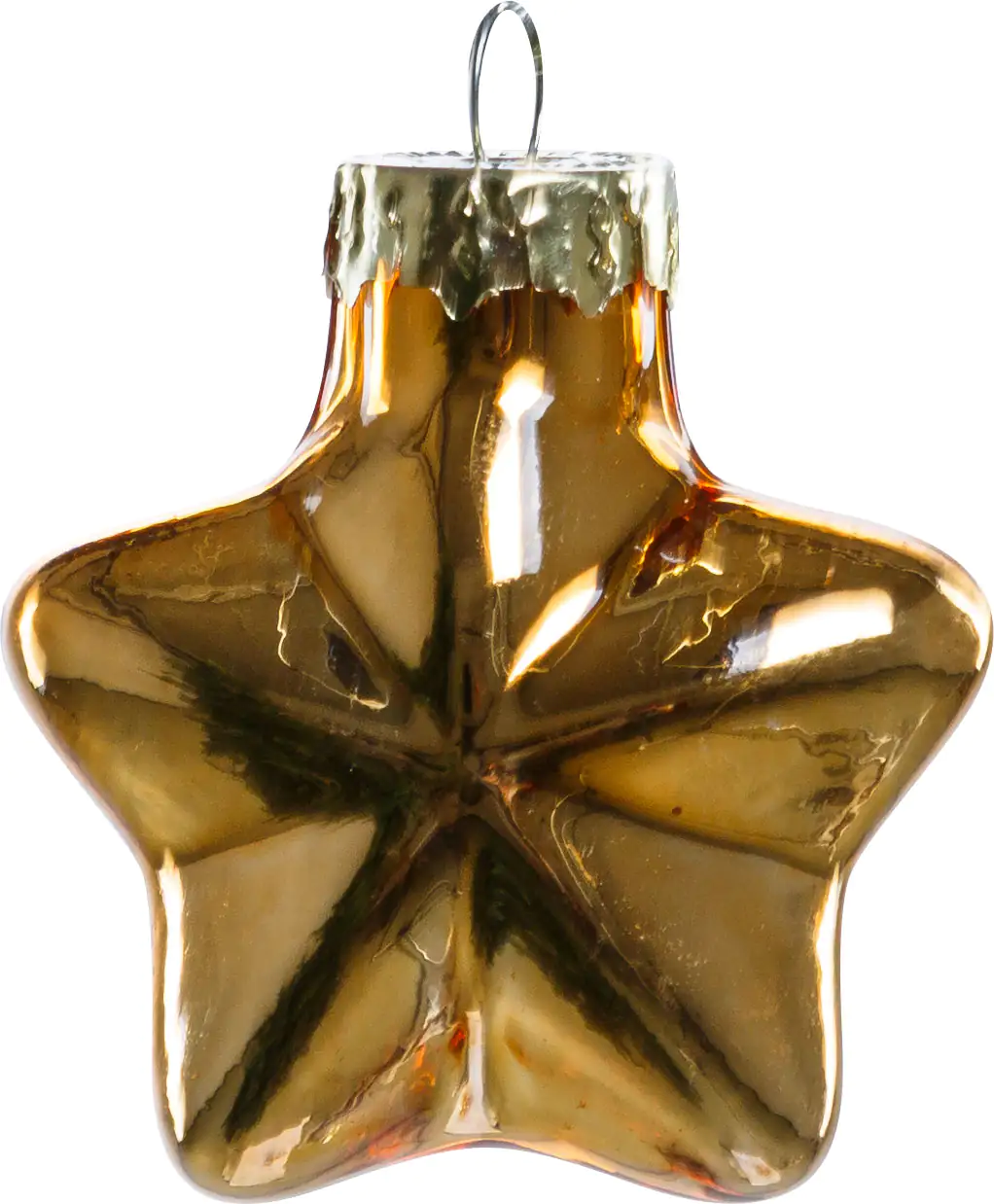 2076601538615_02 TrendLine Weihnachtskugeln Glas-Sterne 4 cm gold 12 Stück