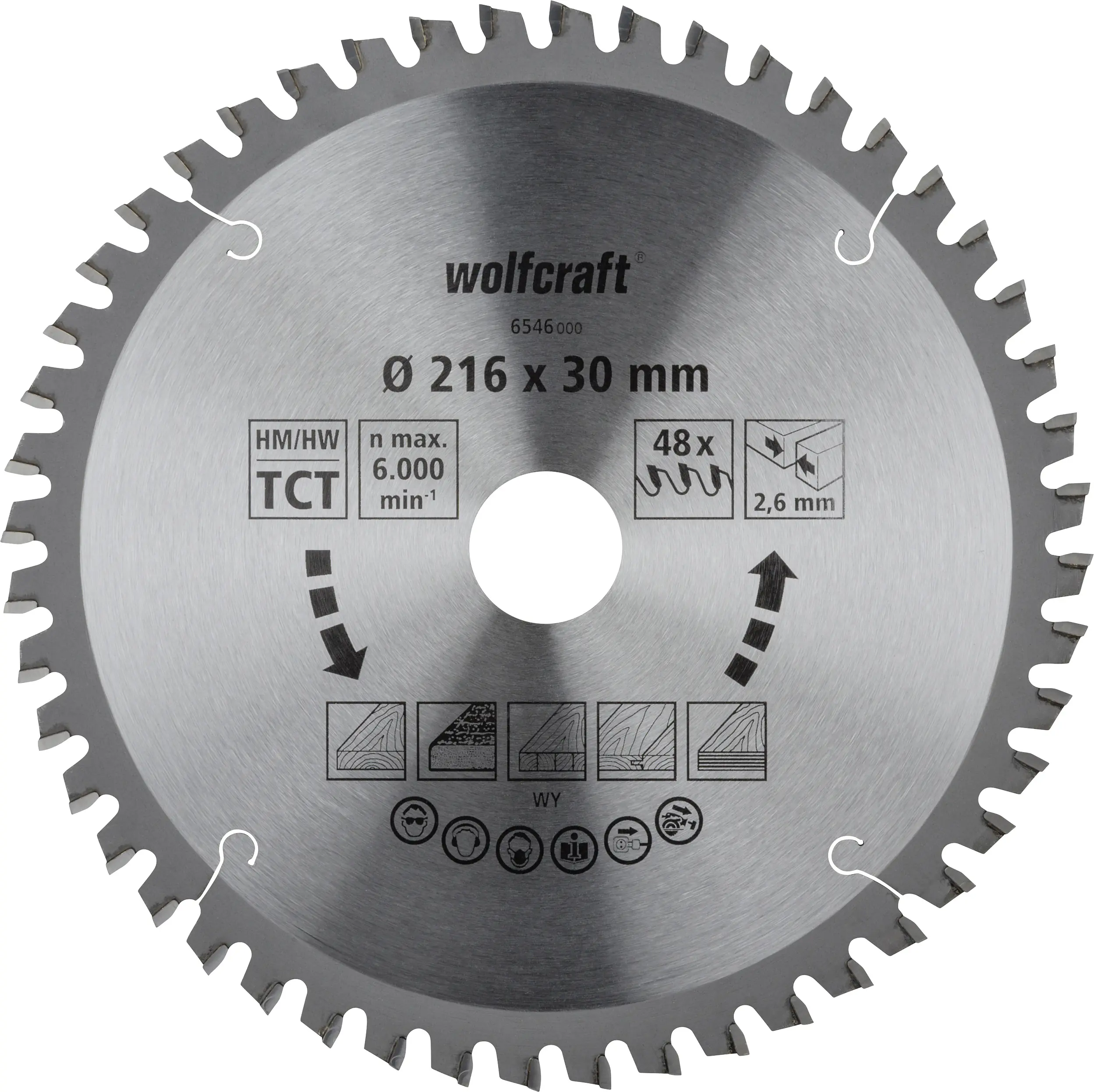 Wolfcraft Kreissägeblatt Ø 216 mm Bohrung Ø 30 mm 48 Zähne