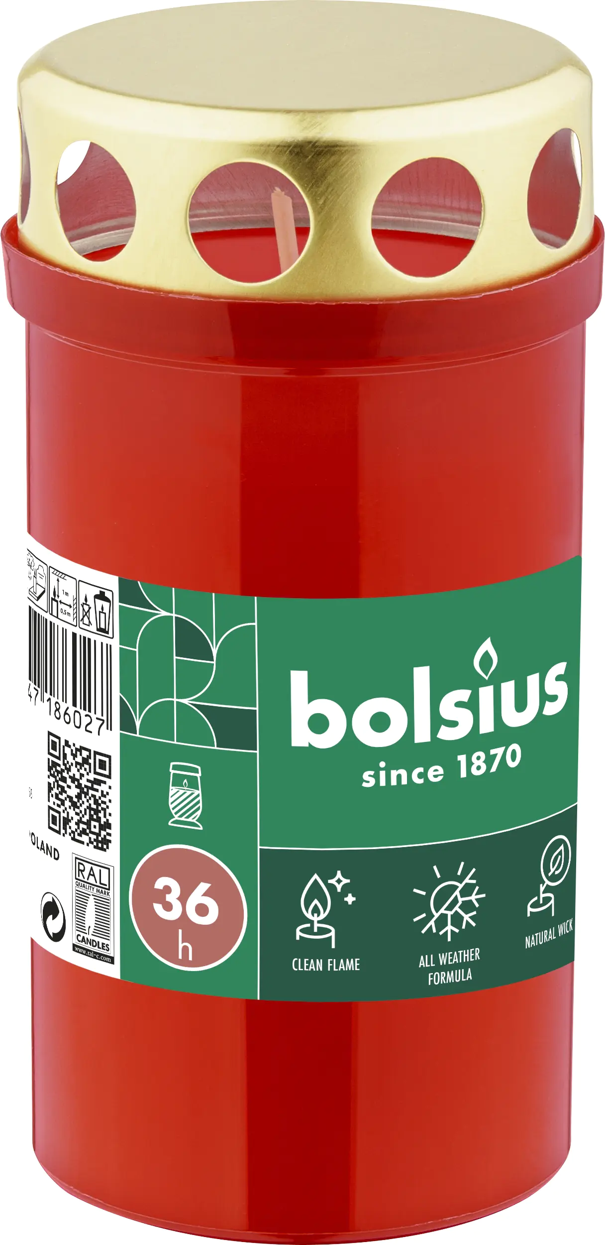 Bolsius Dauerbrenner mit Deckel rot Bolsius Dauerbrenner mit Deckel rot