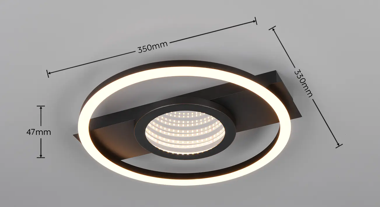 Trio LED Deckenleuchte Wheeler 16 W schwarz matt