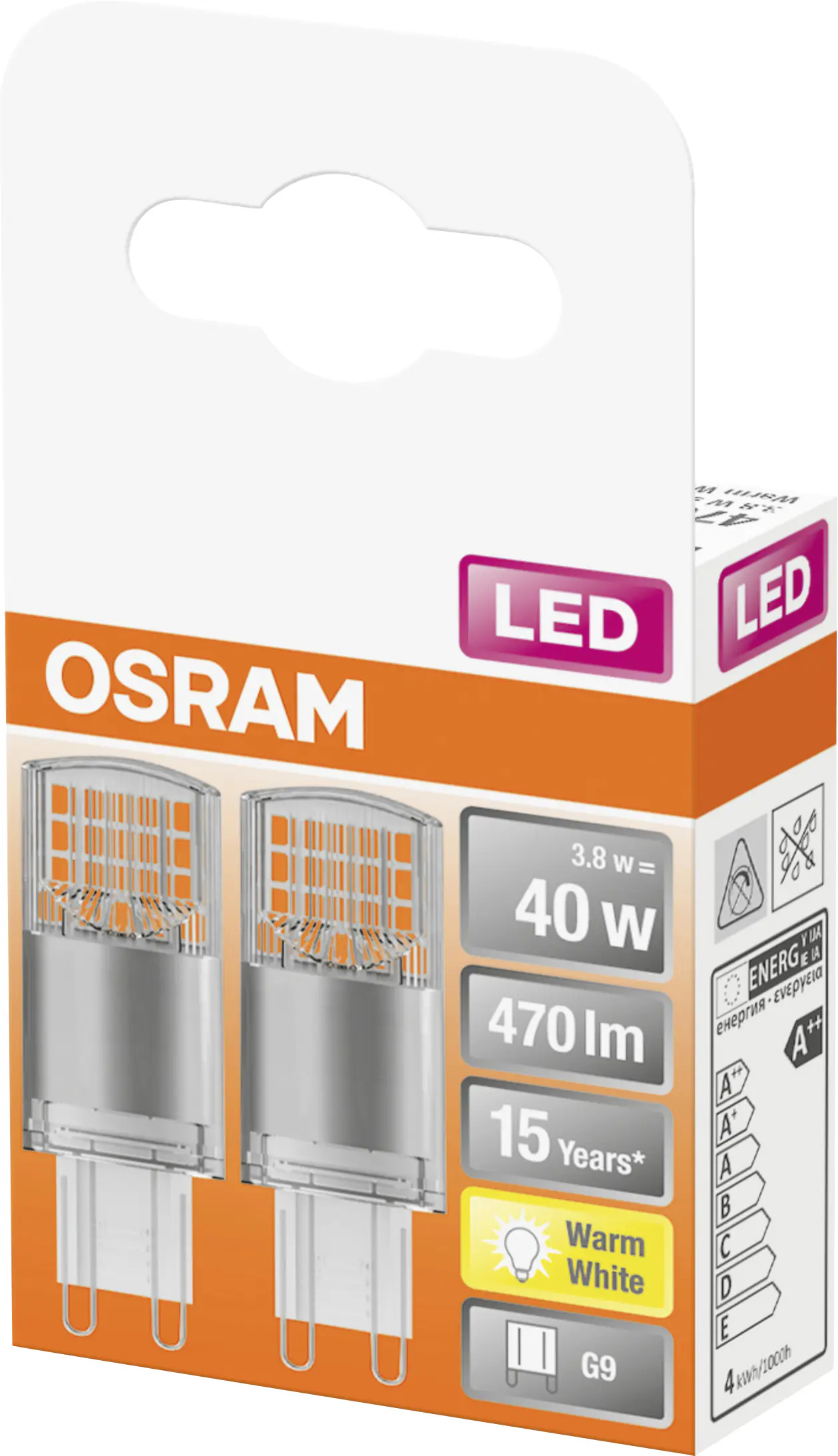 Osram LED Stiftsockellampe Star G9 4,2 W 2er-Pack warmweiß, klar Osram LED Stiftsockellampe Star G9 4,2 W 2er-Pack warmweiß, klar