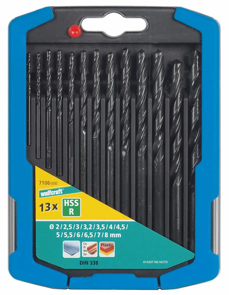 Wolfcraft Metallbohrer-Set HSS rollgewalzt Ø 2 - 8 mm 13-teilig Rundschaft