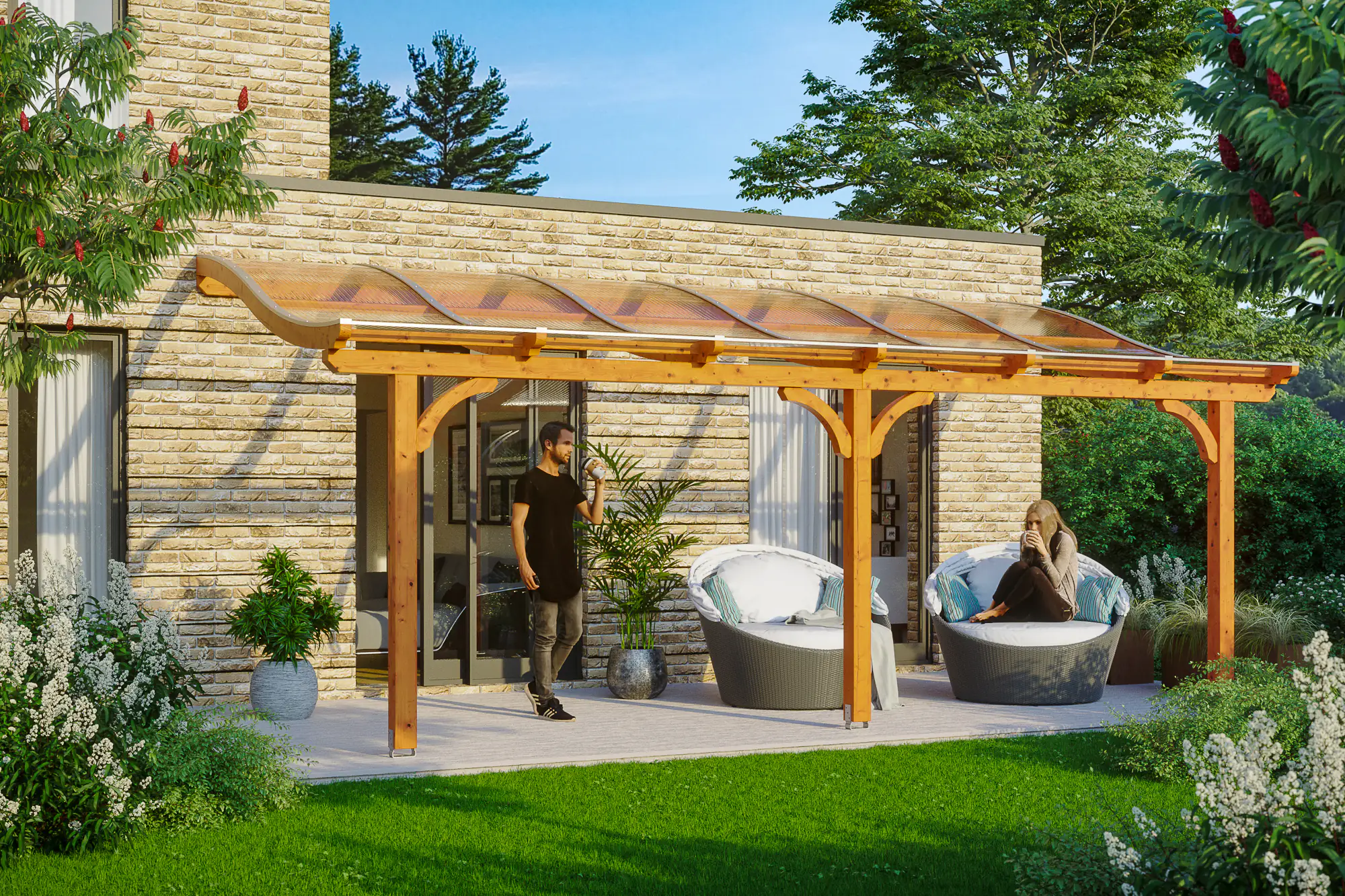 SKAN HOLZ Terrassenüberdachung Venezia 648 x 389 cm Leimholz