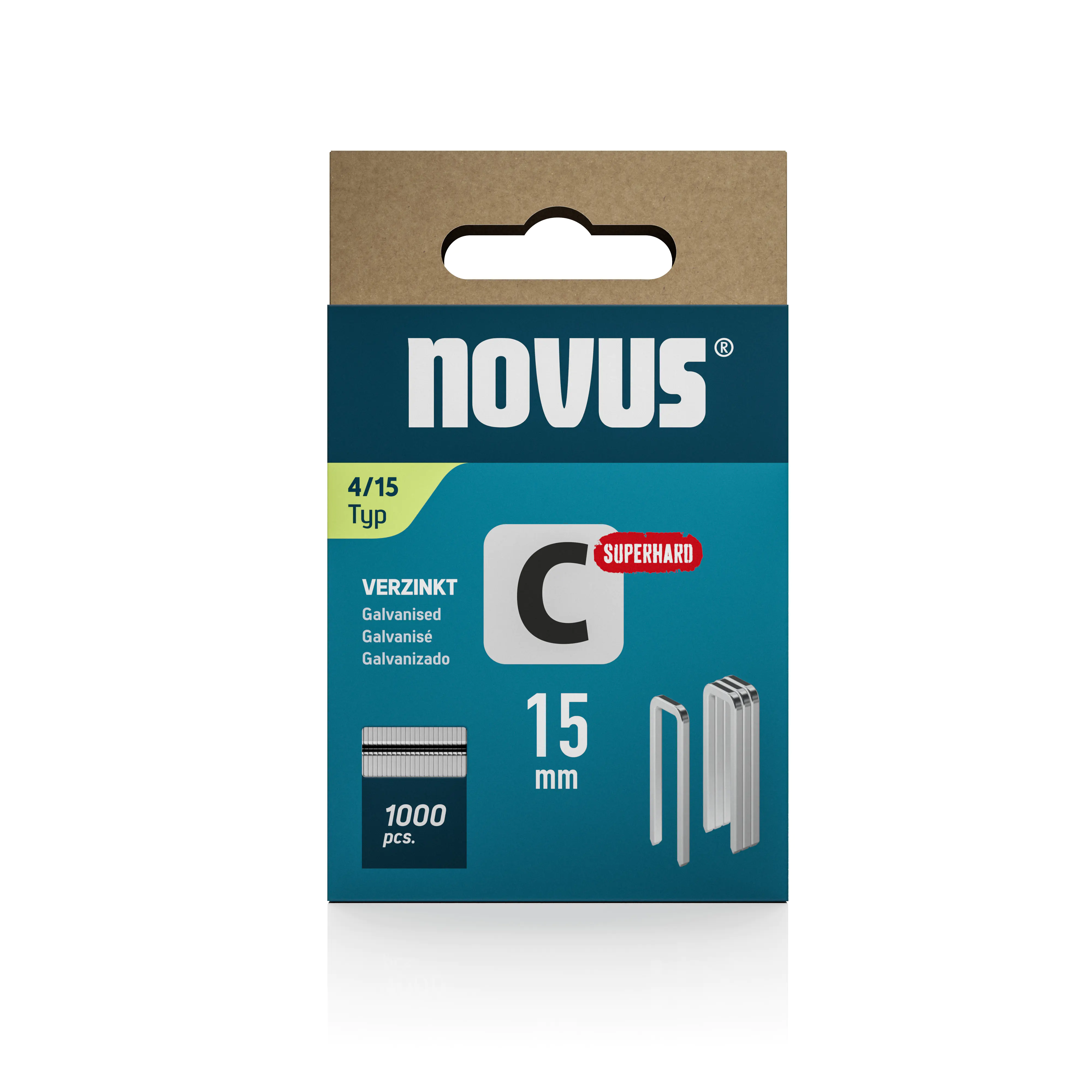 Novus Tackerklammer Typ 4 15 mm 1000 Stück Schmalrückenklammern Novus Tackerklammer Typ 4 15 mm 1000 Stück Schmalrückenklammern