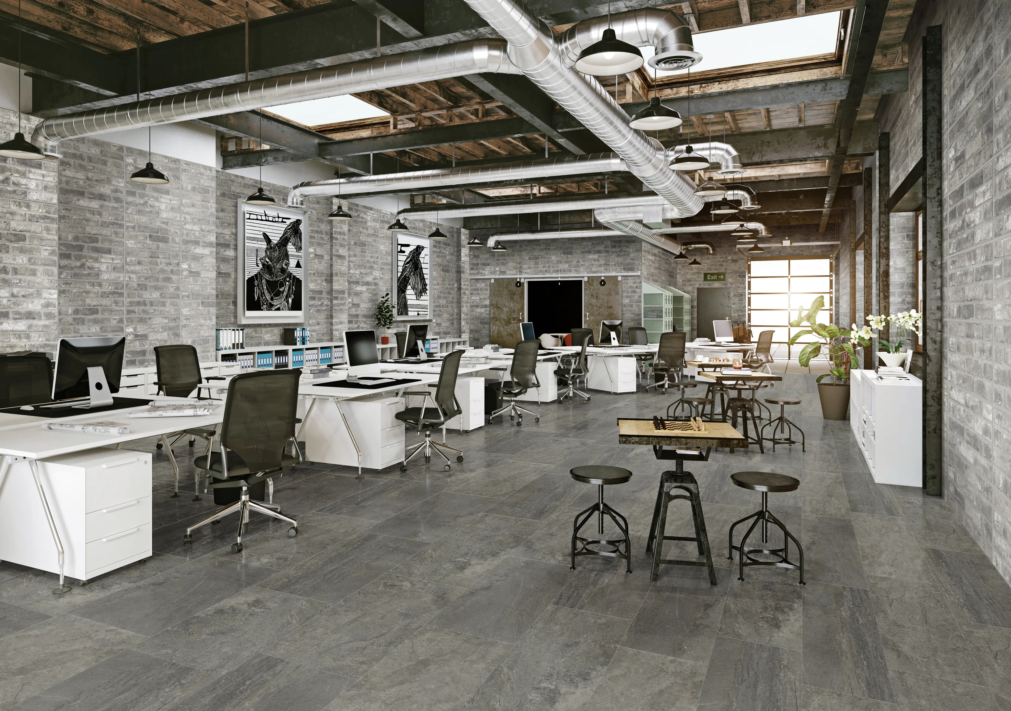 Bodenfliese Feinsteinzeug Roccia 31 x 62 cm antracite