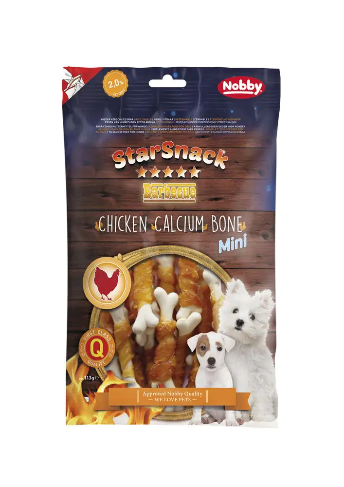4033766701658 Nobby StarSnack Barbecue MINI Chicken Calcium Bone 113 g
