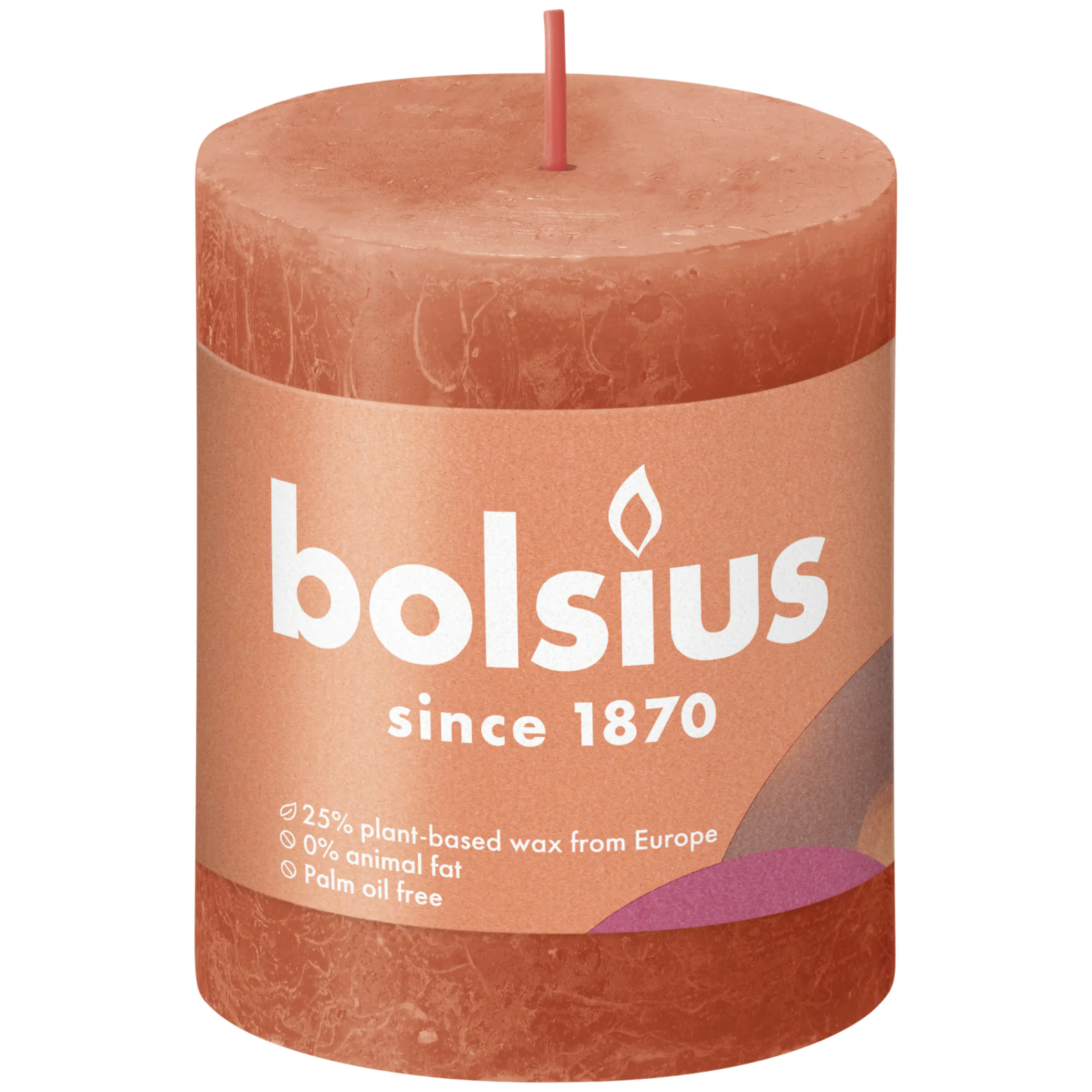 Bolsius Rustik Stumpenkerze herbstliches Orange, Höhe: 8 cm , Ø 6,8 cm