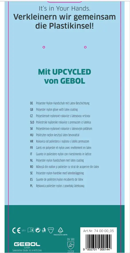 Gebol Handschuh Upcycled Strong hellgrün  