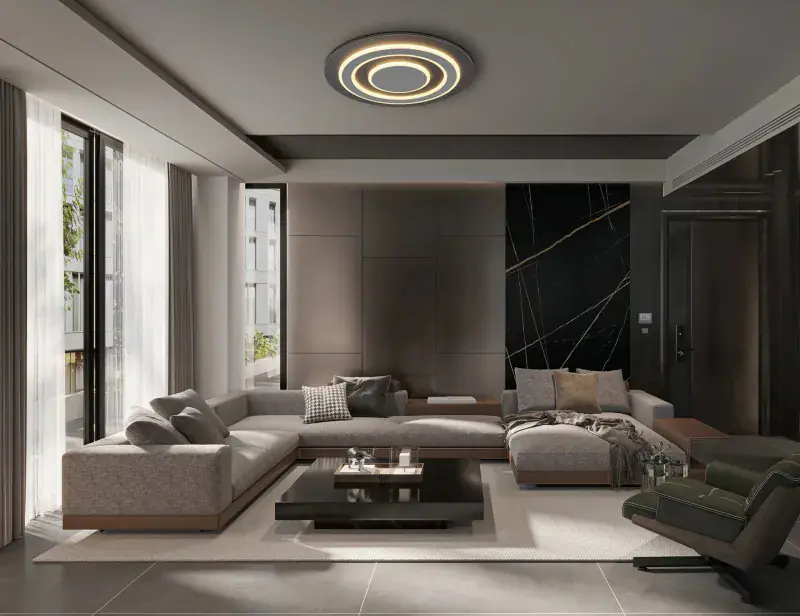 Globo Deckenleuchte Jayden Ø 48 x 5,2 cm anthrazit gebürstet warmweiß