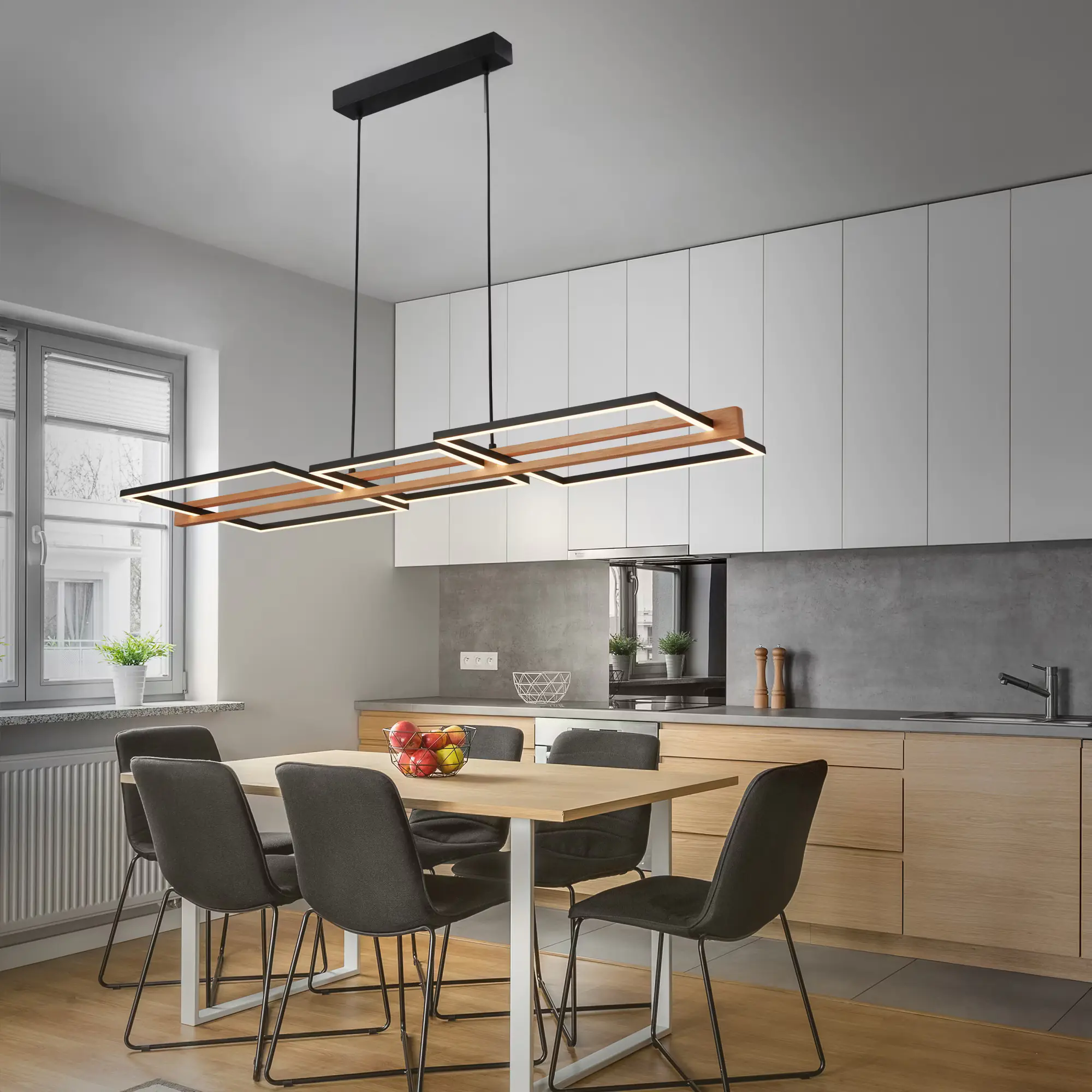 Briloner LED-Pendelleuchte MOLDURA  schwarz Holz 36W Briloner LED-Pendelleuchte MOLDURA  schwarz Holz 36W
