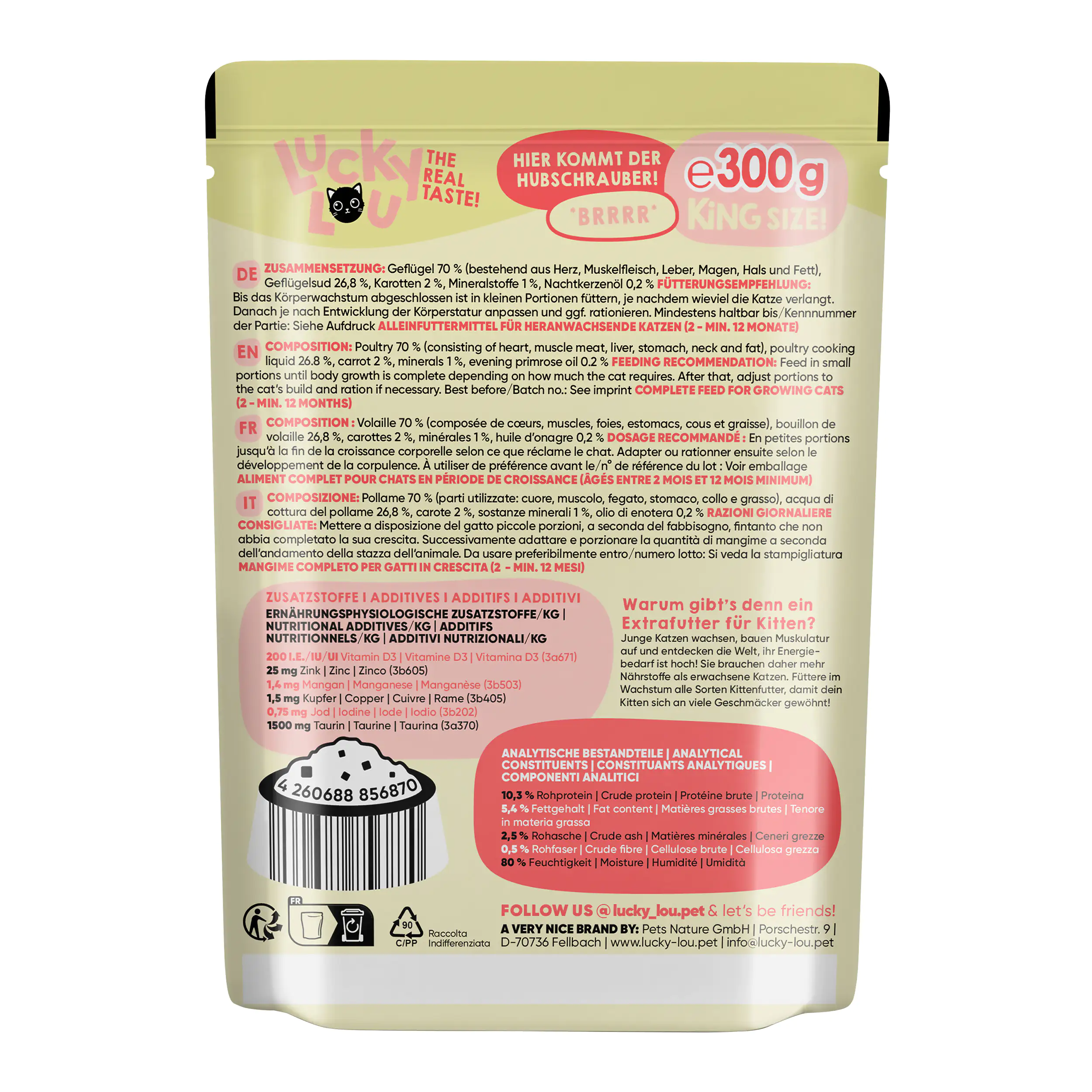 Lucky Lou Kittenfutter Geflügel 300 g