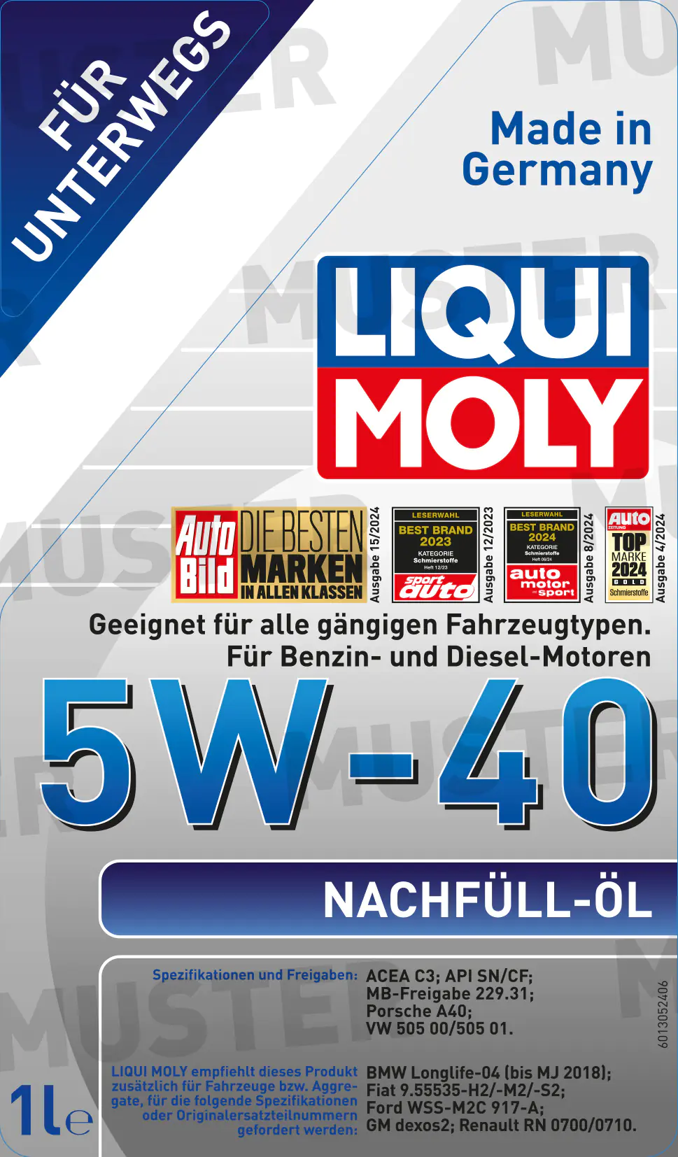 Liqui Moly Motoröl 5W-40 Nachfüll-Öl 1 L Liqui Moly Motoröl 5W-40 Nachfüll-Öl 1 L
