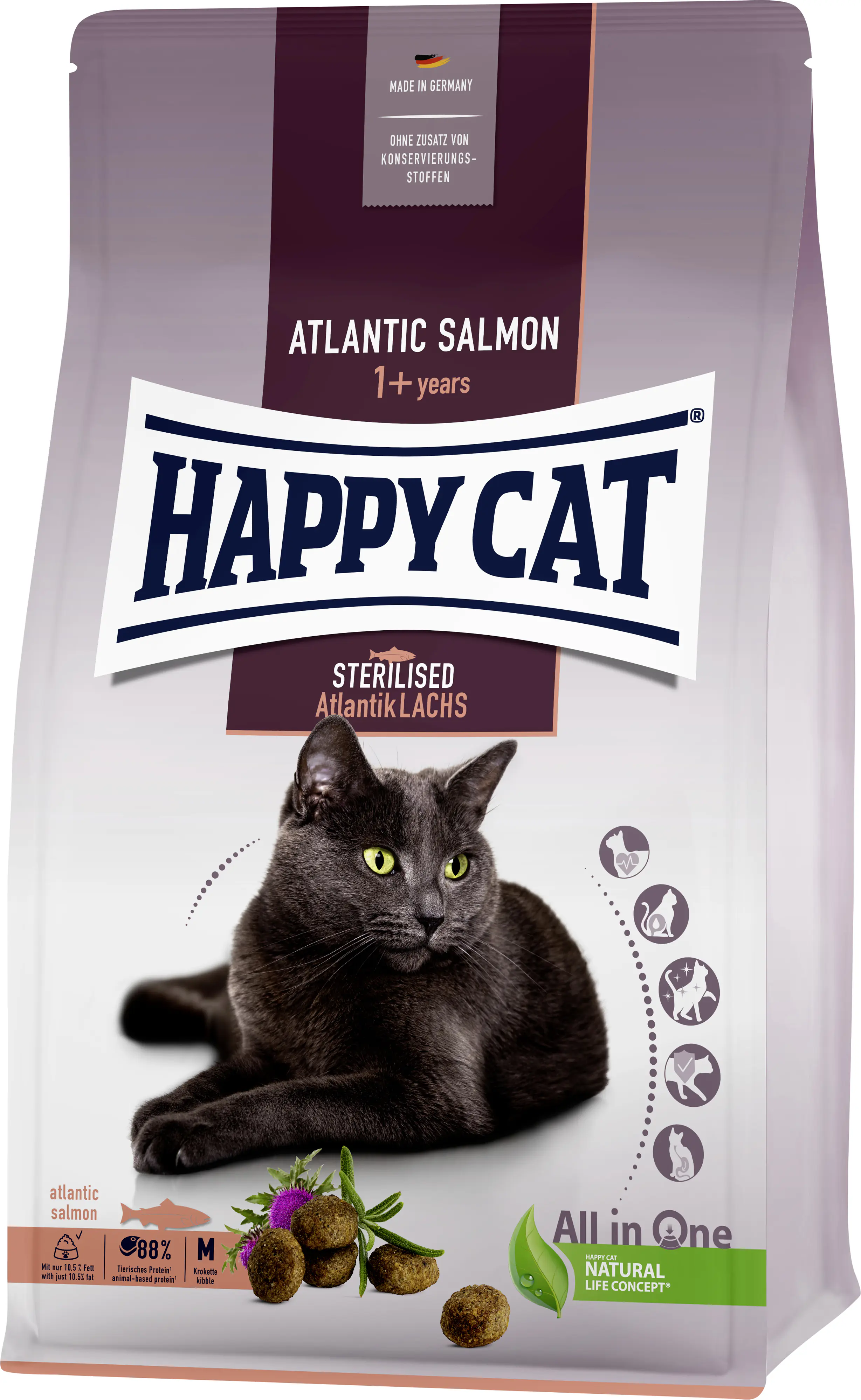 HappyCat Katzenfutter Sterilised Atlantik Lachs 300 g