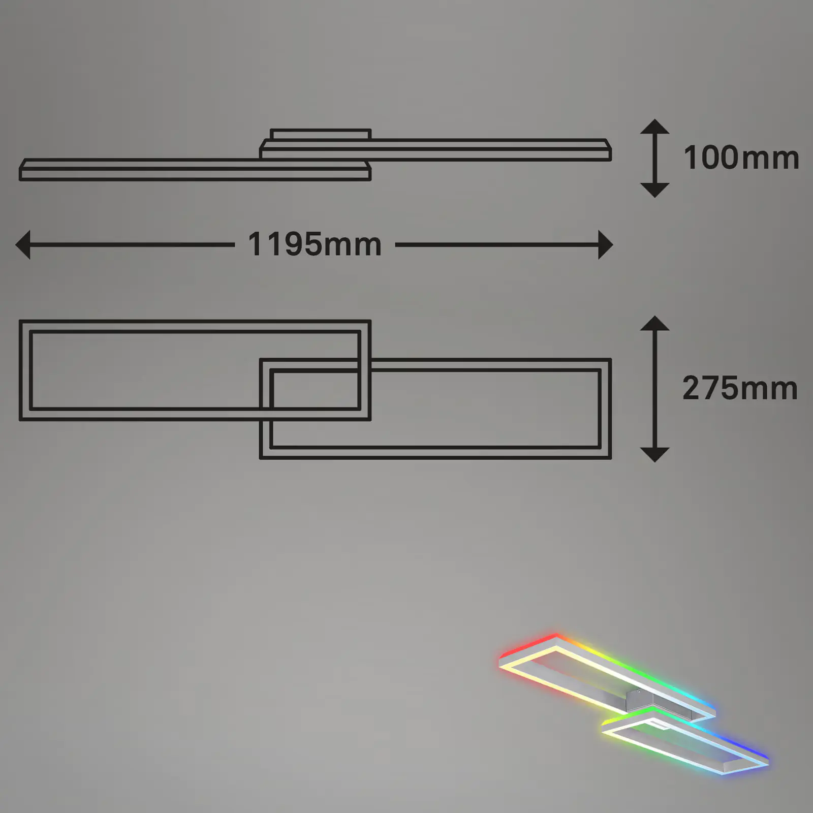 Briloner LED Deckenleuchte Frame Back 119,5 cm, alu, RGB CCT