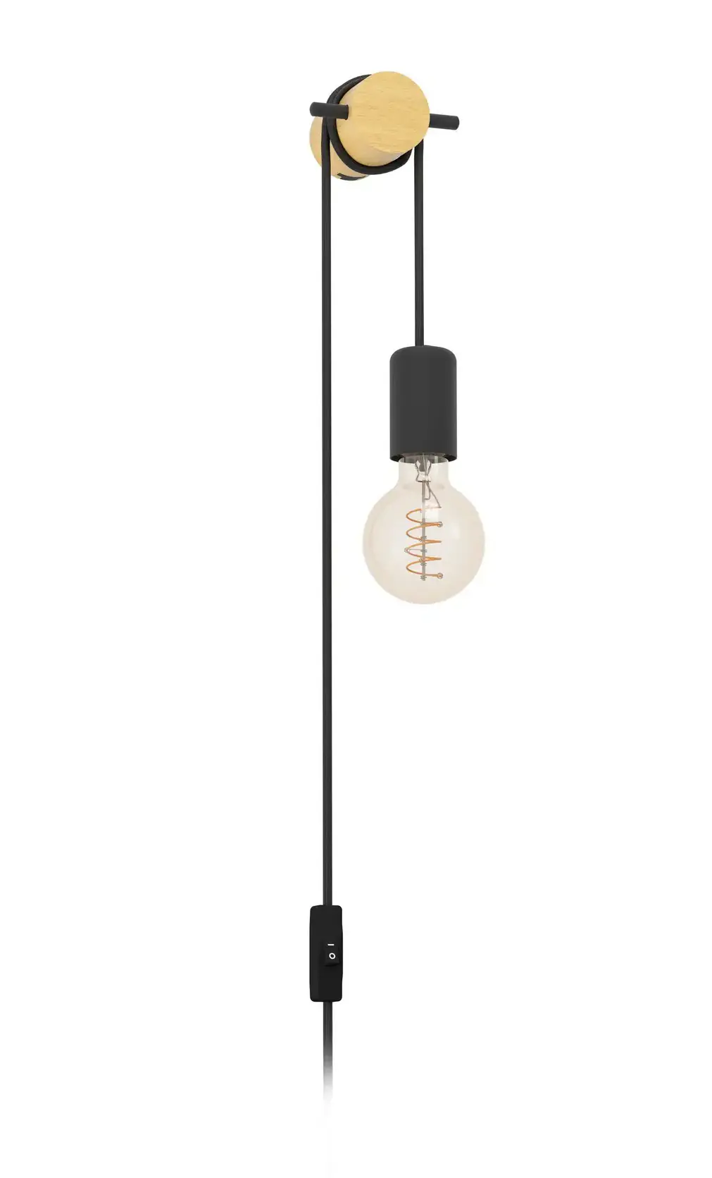 Eglo Wandleuchte Buddon E27 braun-schwarz Holz