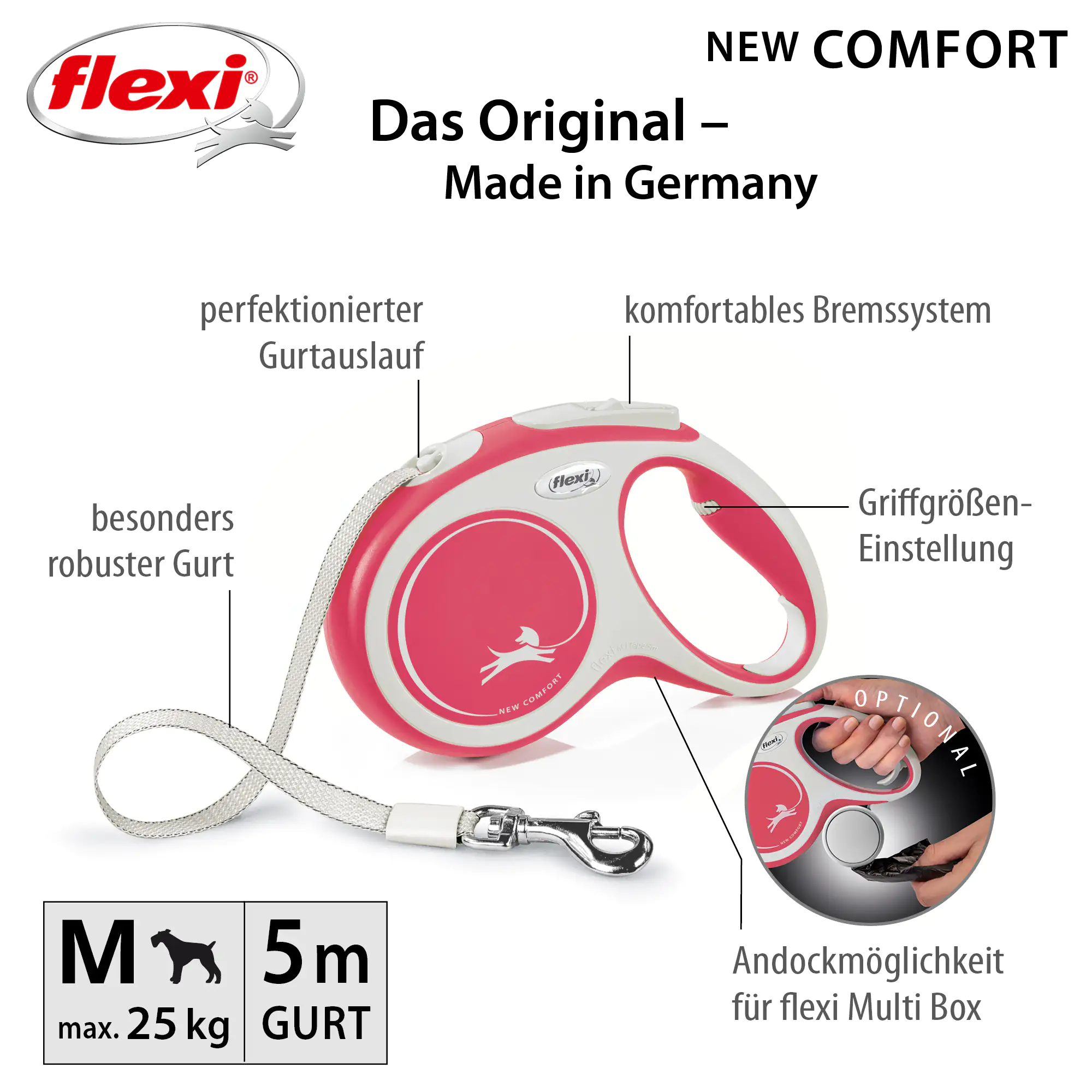 Flexi Hundeleine New Comfort rot, Gurt Flexi Hundeleine New Comfort rot, Gurt