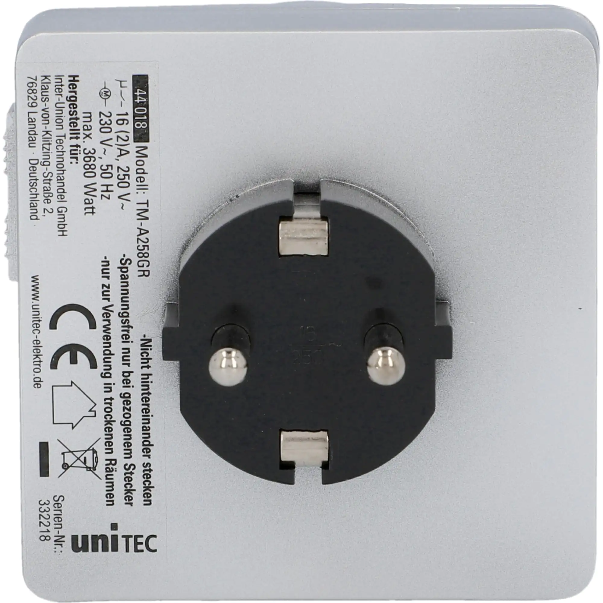 Zeitschaltuhr kompakt 3.600W mechanisch, silber, IP20 Zeitschaltuhr kompakt 3.600W mechanisch, silber, IP20