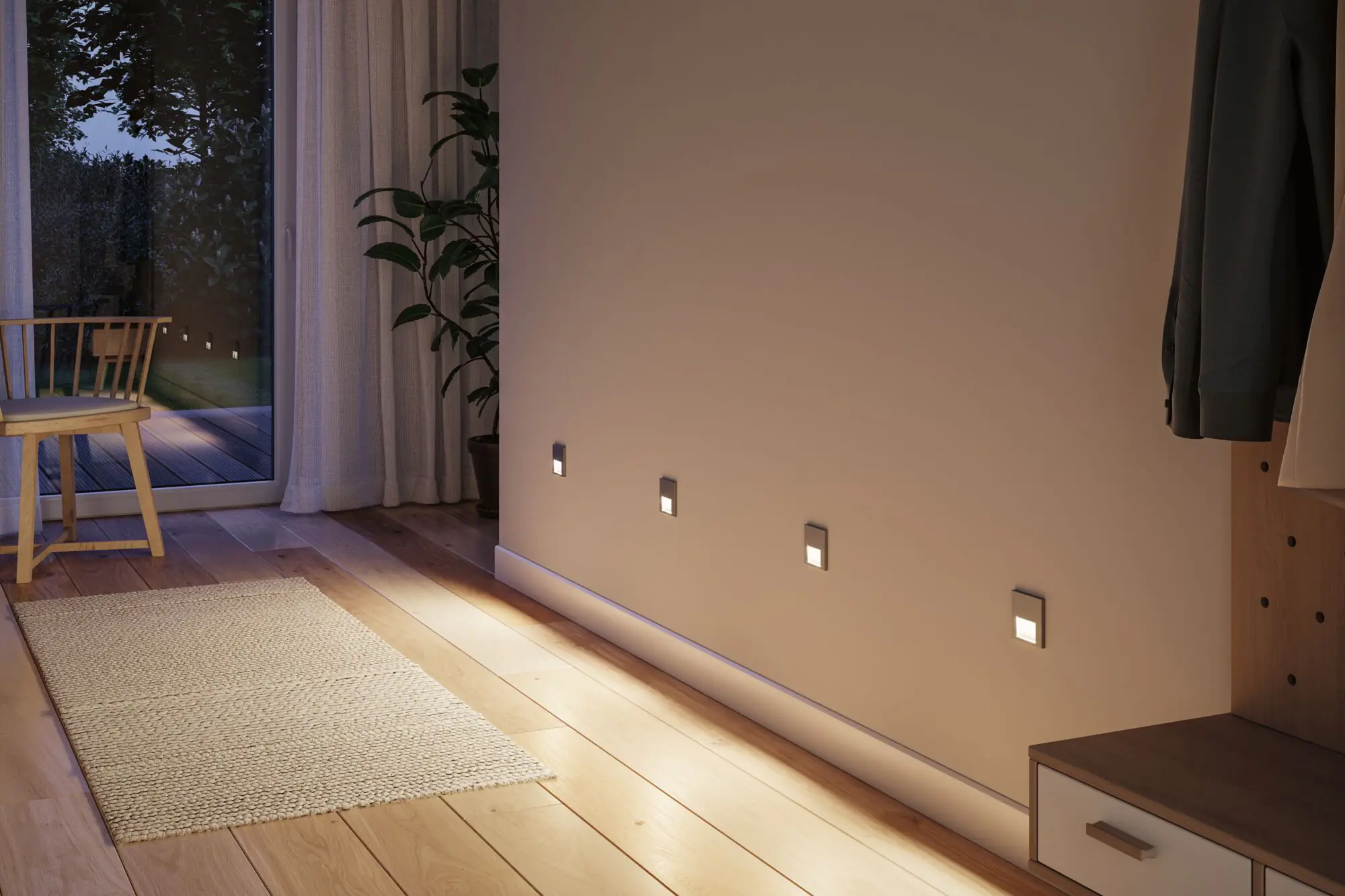 Paulmann LED Wand-Einbauleuchte Tsaro 1W Bewegunsmelder chrom matt