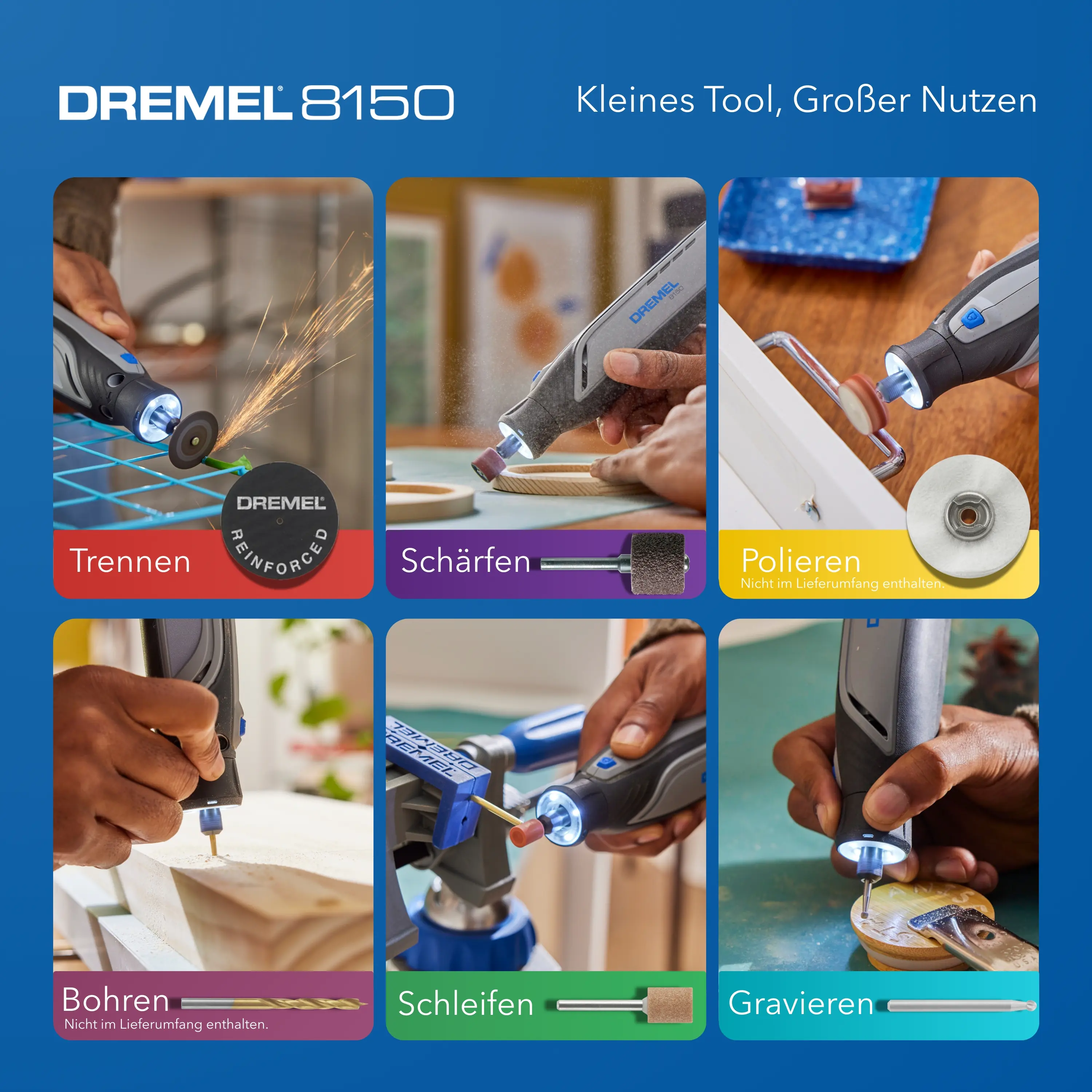 Dremel Akku-Multifunktionswerkzeug 8150-20 inkl. 20 Zubehörteilen und USB-C-Ladekabel