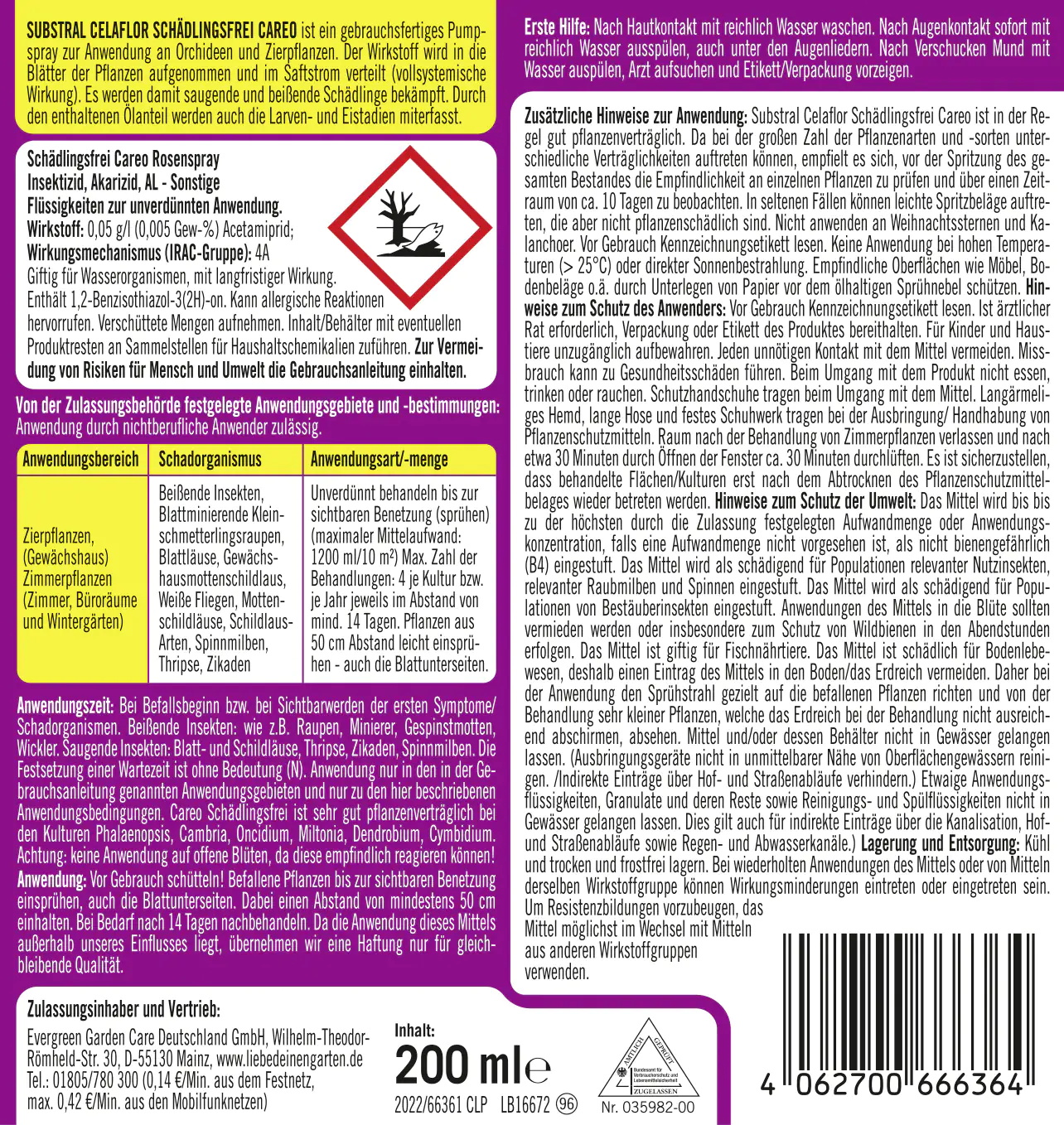 Substral Celaflor Schädlingsfrei Careo Orchideen & Zierpflanzen 200 ml Substral Celaflor Schädlingsfrei Careo Orchideen & Zierpflanzen 200 ml