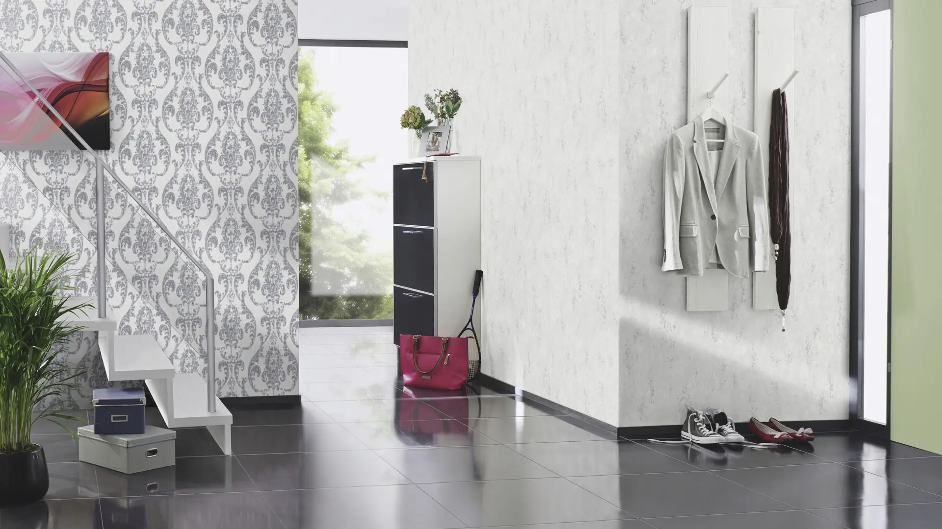 Rasch Vliestapete 315745 Color Your Life, Putzoptik grau, 10,05 x 0,53 m