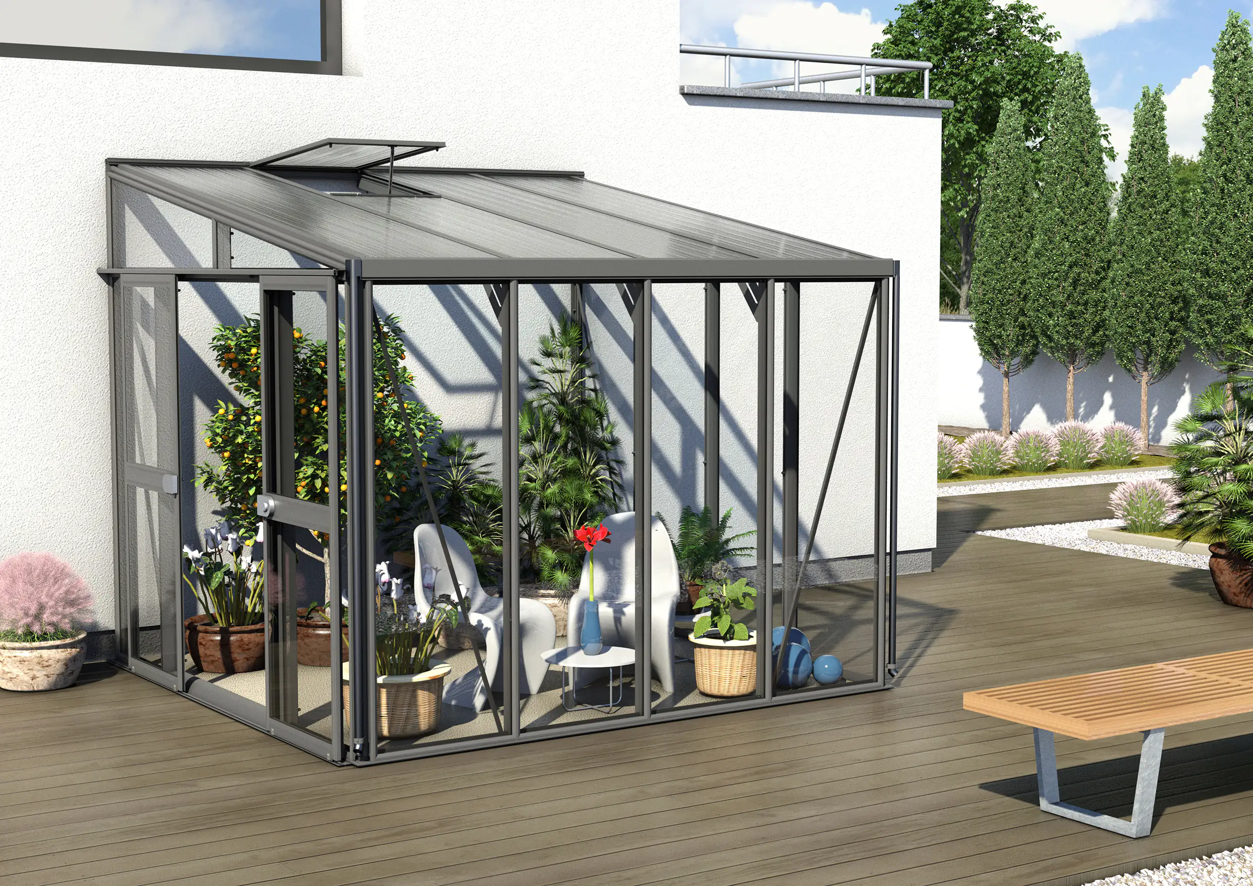 Vitavia Anlehngewächshaus Helena 7000 268 x 281 cm 3 mm Sicherheitsglas