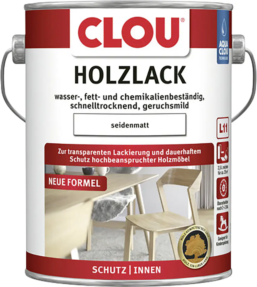 Aqua Clou Holzlack 2,5 L seidenmatt transparent