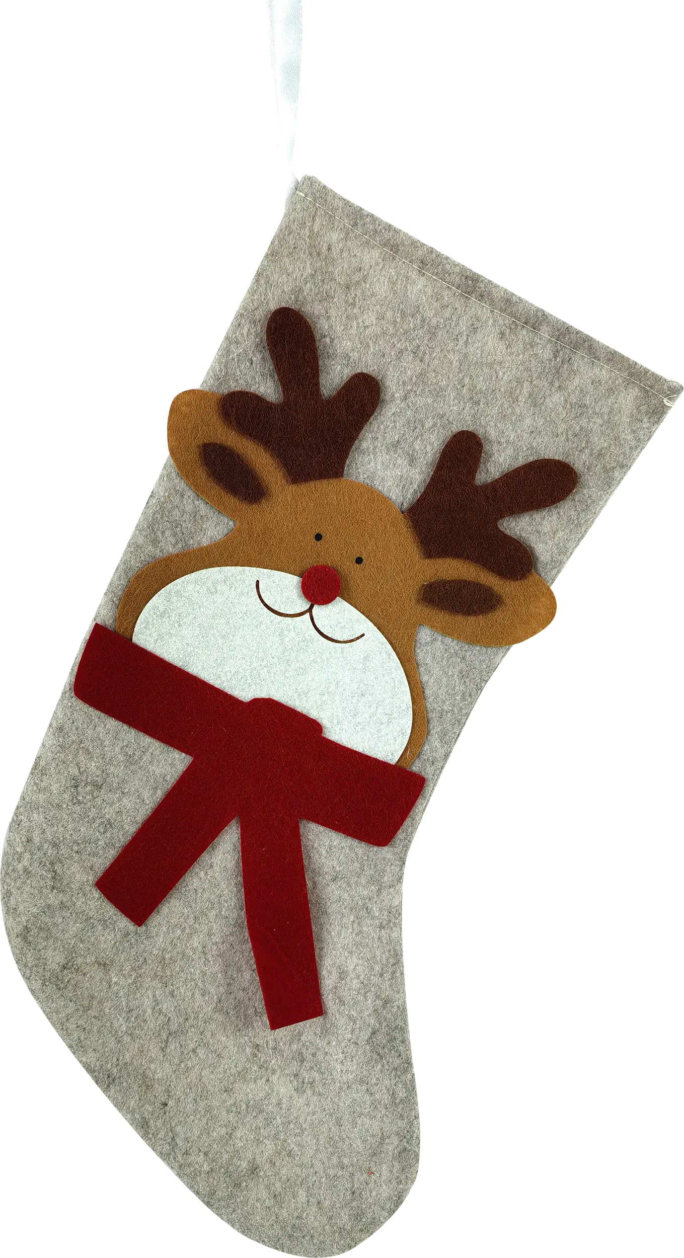 TrendLine Deko Weihnachtsanhänger Filz Socke Rentier 22 x 1 x 37 cm grau