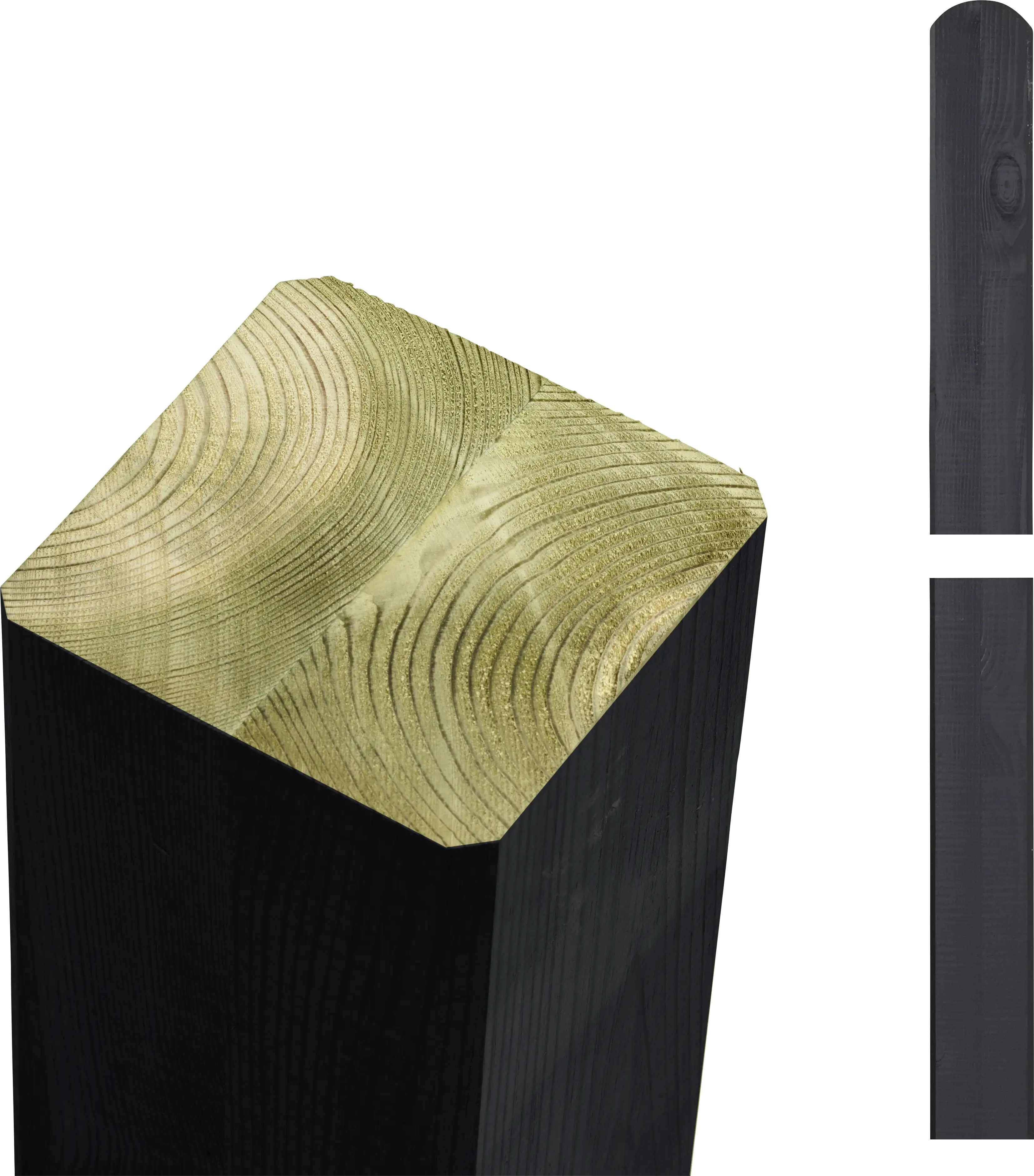 Plus Leimholzpfosten 237 cm, 90 x 90 mm, schwarz, Kopf gerundet
