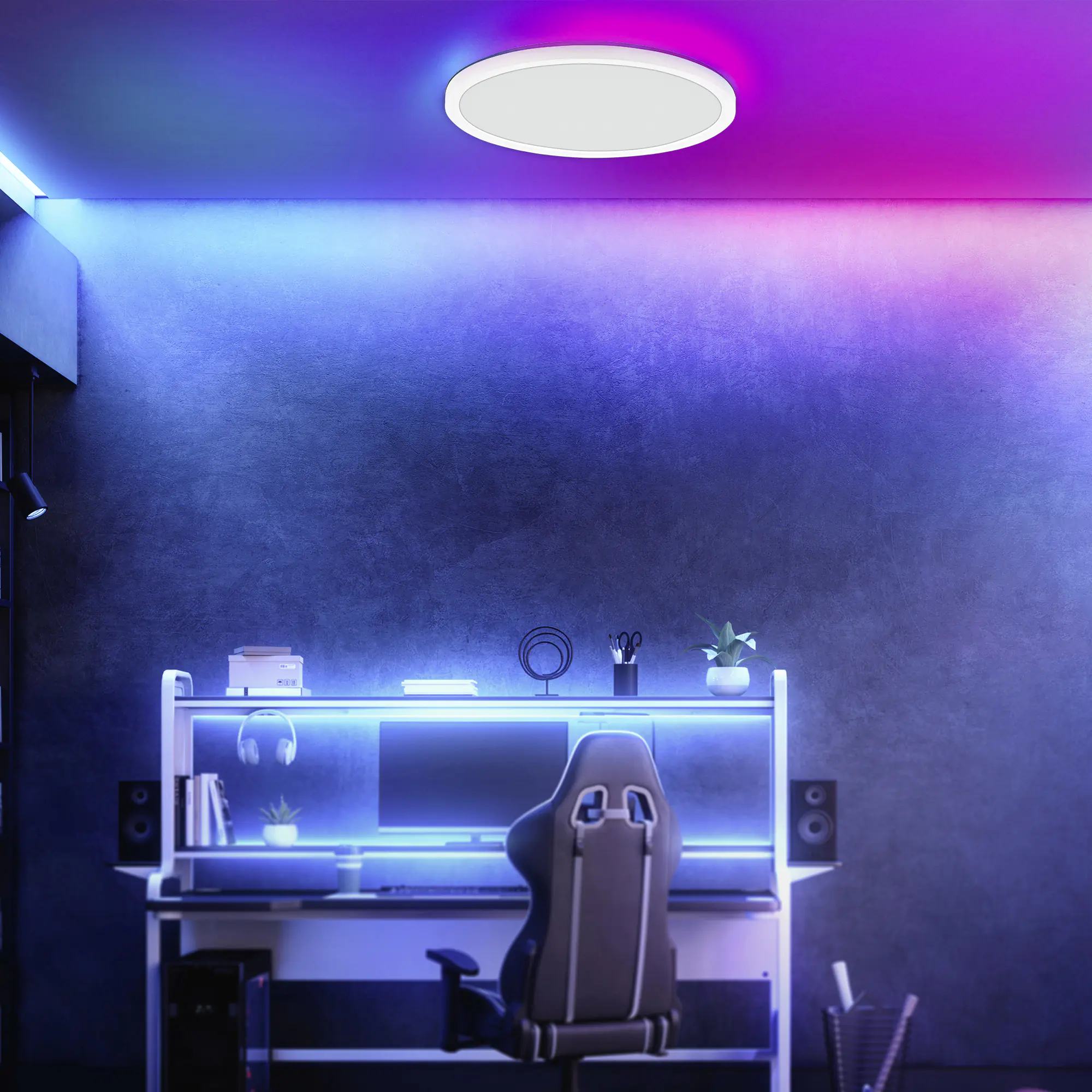 Briloner LED-Panelleuchte Slim Ø 29 cm weiß dimmbar RGB