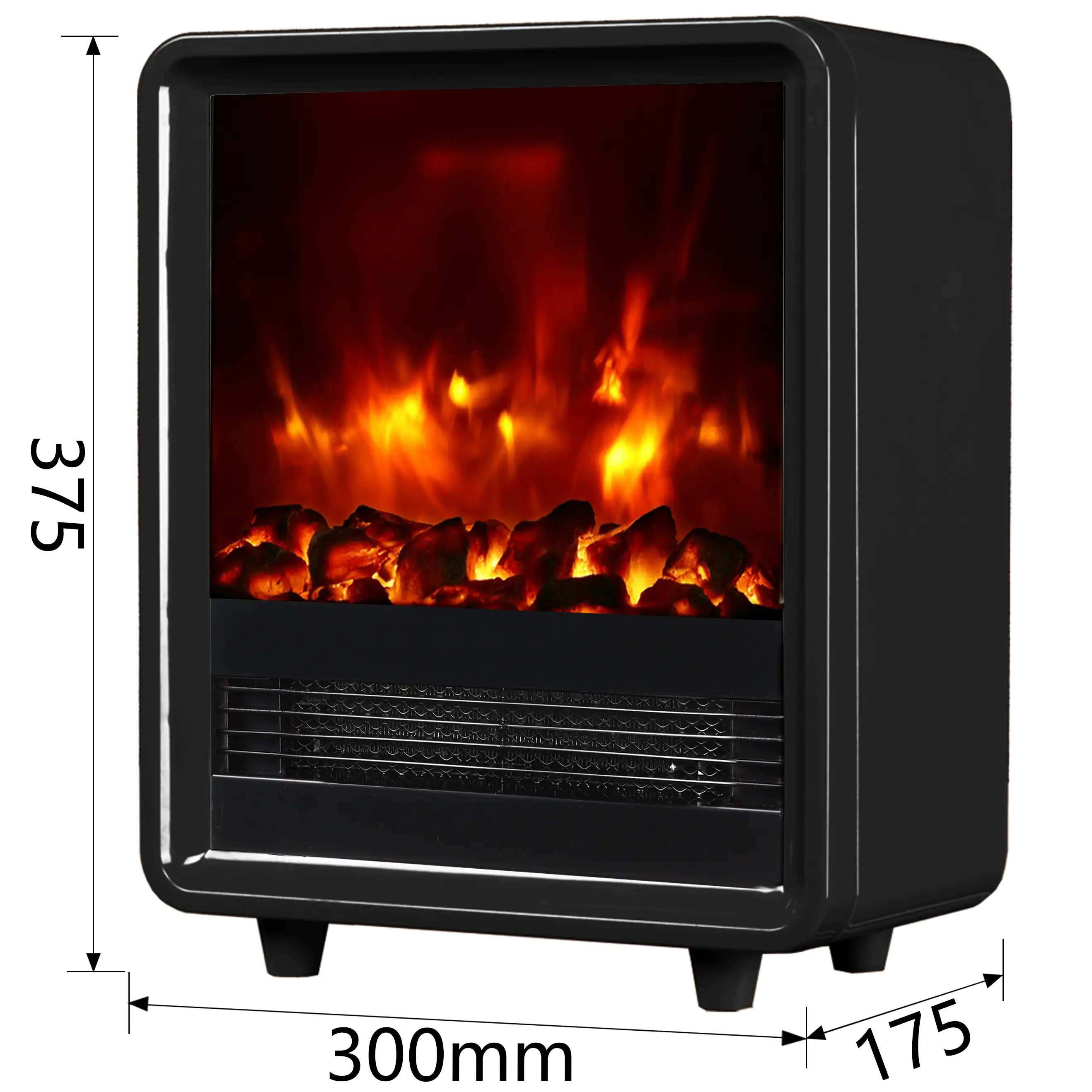 BALDERIA Elektrokamin schwarz George 1000/2000 Watt 37,5 x 17,5 cm