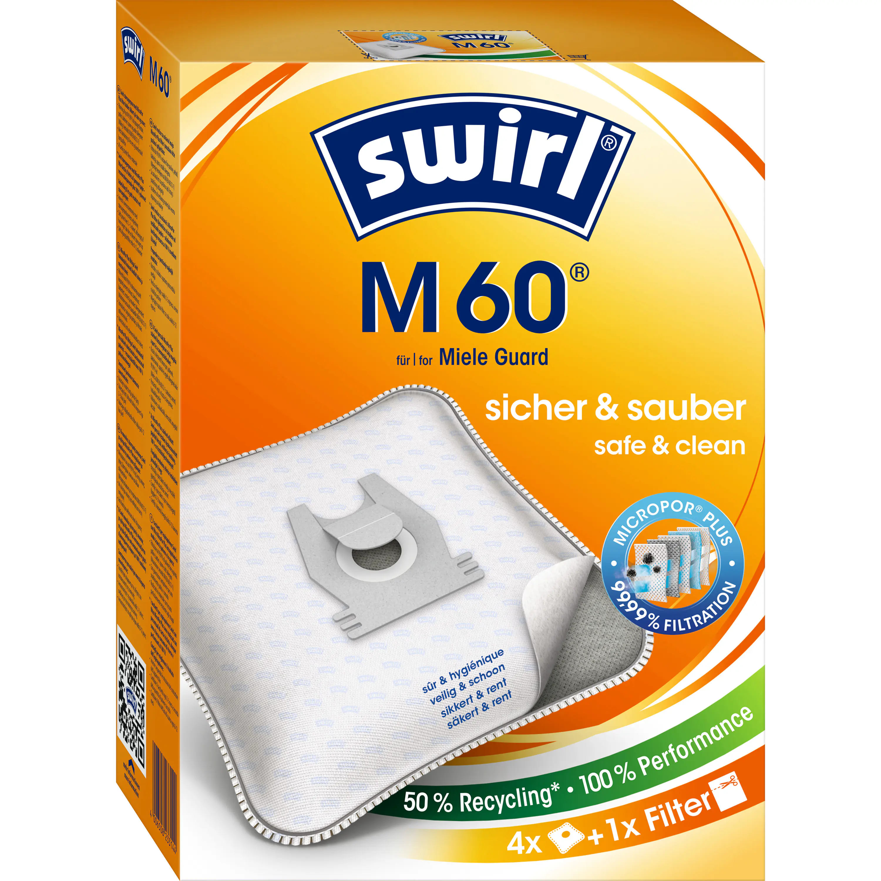 Swirl M 60 EcoPor Staubsaugerbeutel 4 Staubbeutel + 1 Filter