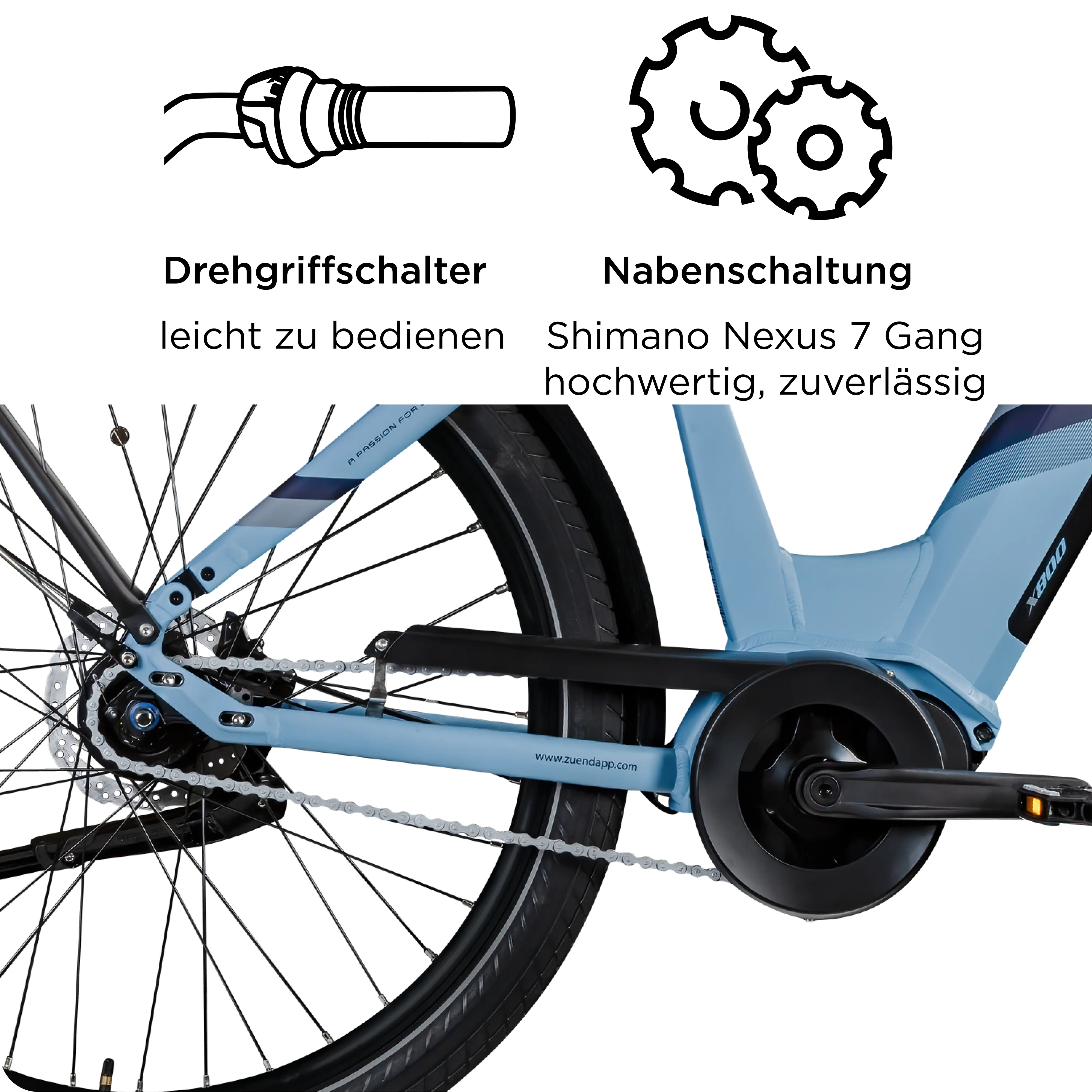 Zündapp E-Bike City X800 27,5 Zoll 7-Gang 550 Wh pastellblau 