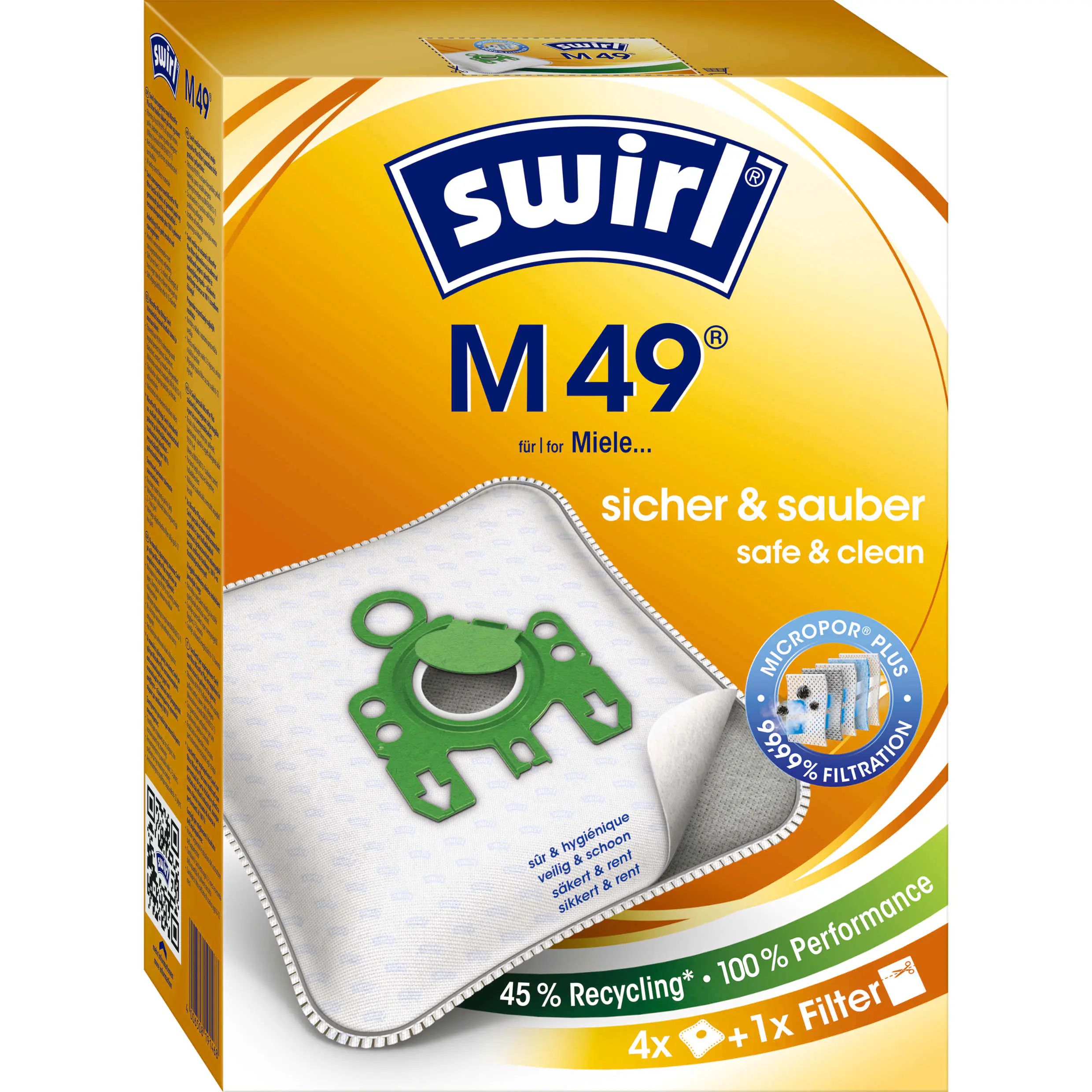 Swirl M 49 EcoPor Staubsaugerbeutel 4 Staubbeutel + 1 Filter