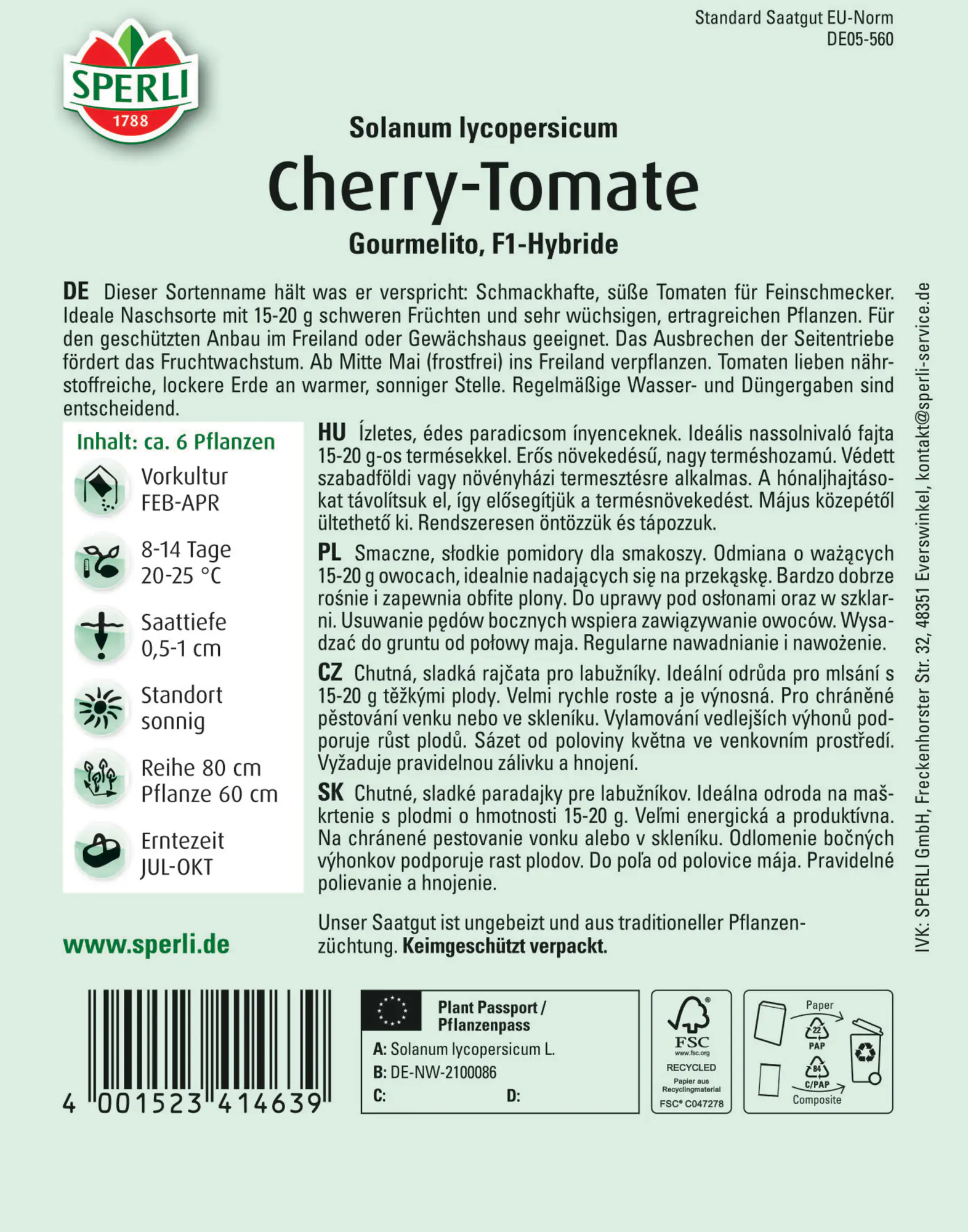 Sperli Cherry-Tomate Gourmelito F1