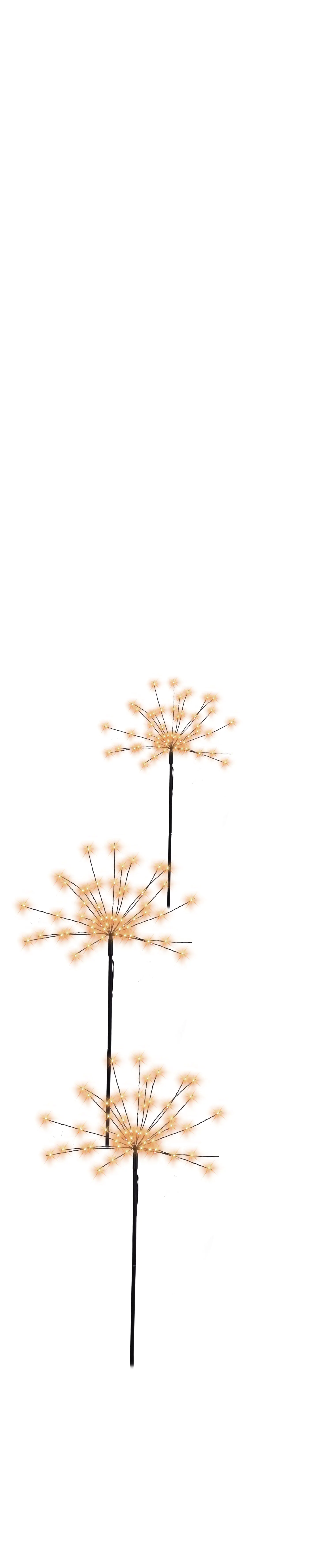 4333692378673 TrendLine LED Gartenstecker 3 Stück H: 1 m warmweiß Außen mit Timer, 8 Leuchtfunktionen