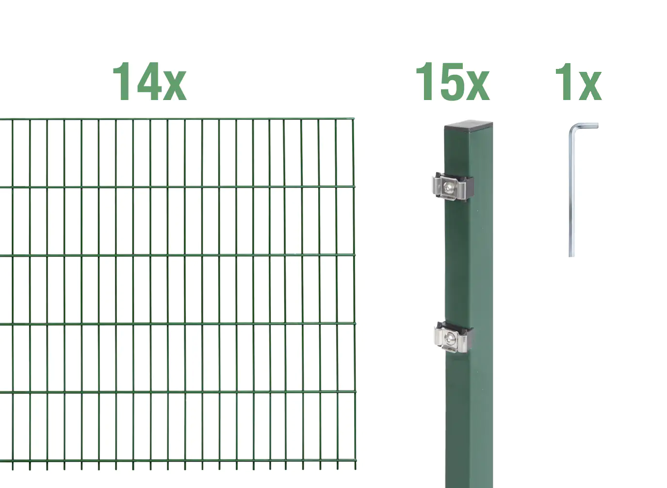 Alberts Doppelstabmatten-Grundset 28 m 200 x 80 cm 6/5/6 grün