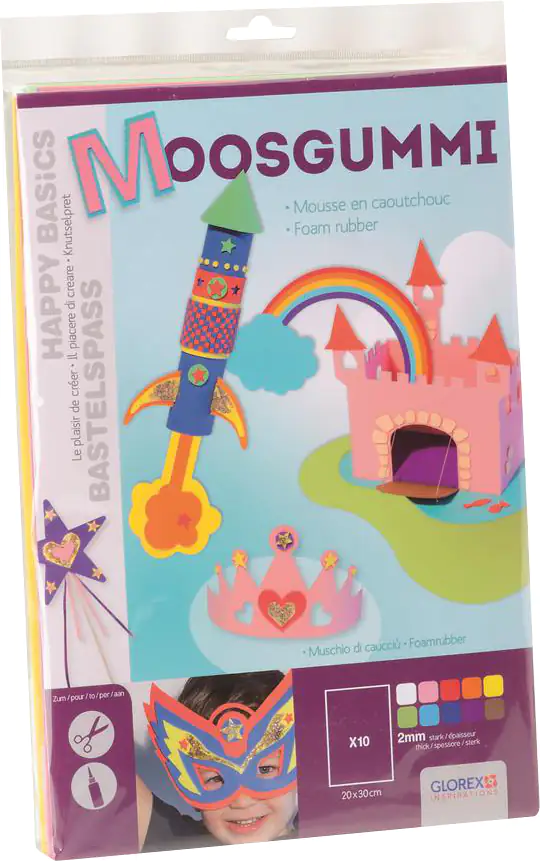 Glorex Moosgummi sortiert A4 2 mm 10 Stück