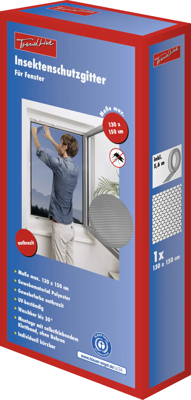 TrendLine Fliegengitter 130 x 150 cm anthrazit kürzbar