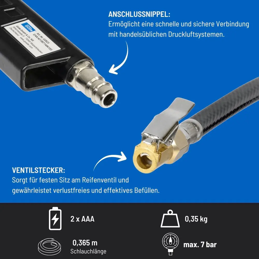 Güde Reifenfüller Digital 11 E Schlauch 365 mm, Automatikabschaltung