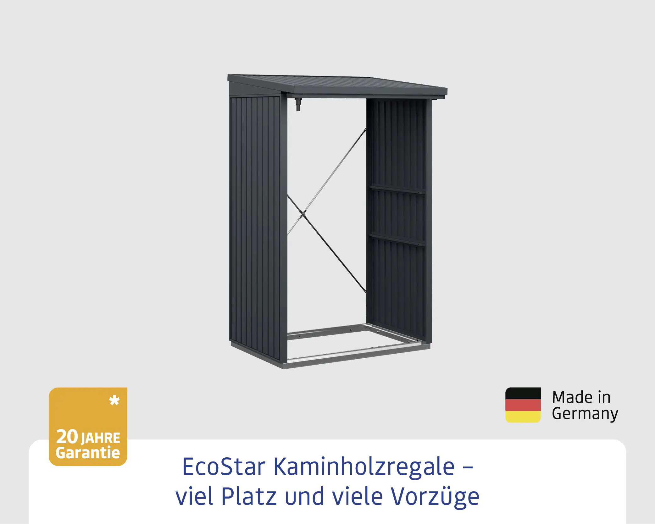 Ecostar Kaminholzregal Trend-V Typ 1, anthrazitgrau, mit Verstrebung